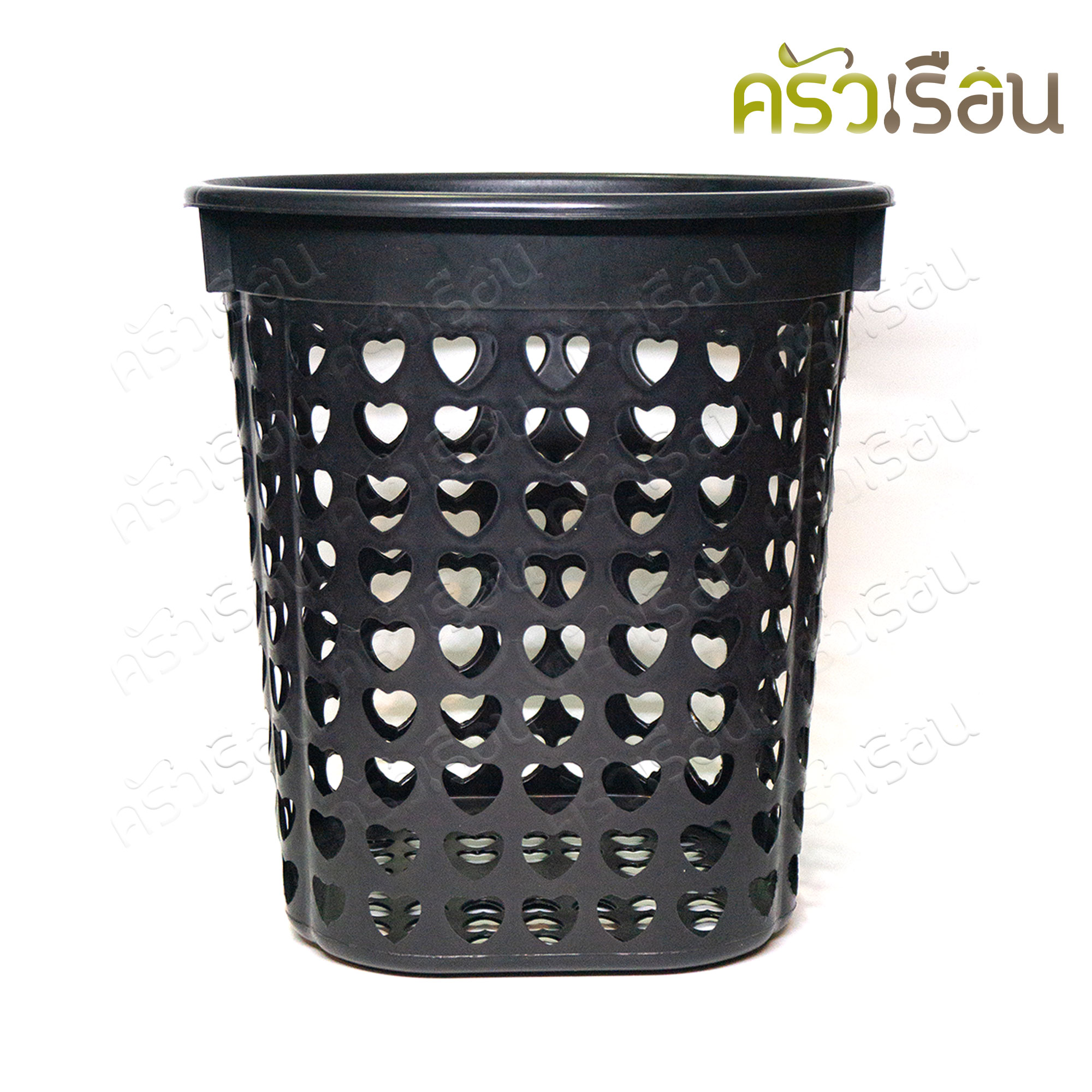 BIG ONE ตะกร้าผ้า พลาสติก สีดำ ลายหัวใจ 36 x 38 cm. 213/1