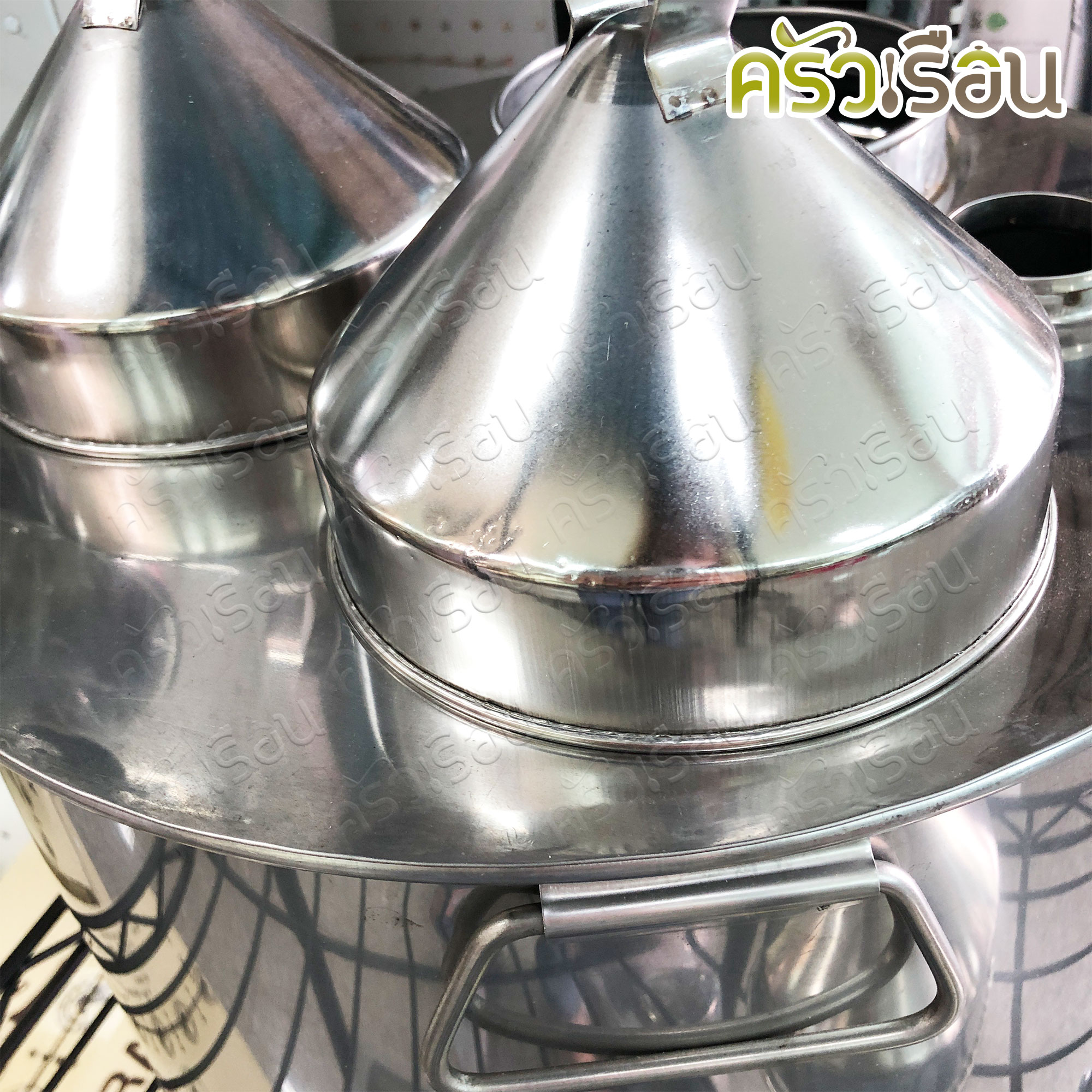 HORSE BRAND หม้อข้าวเกรียบ สเตนเลส 3 ปาก เบอร์ 42 ขนาด 33 ซม. ฝาแหลม ไม่รวมผ้าขาวบาง ตราม้า ข้าวเกรียบปากหม้อ ขนมสาคู