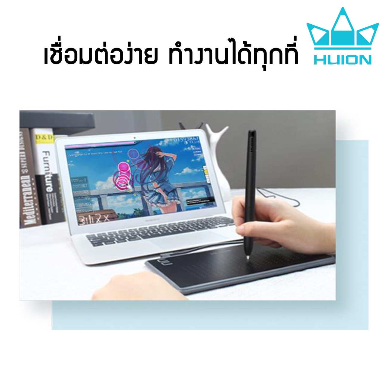 Huion Pen Tablet Inspiroy HS64 พร้อมส่ง (รุ่นใหม่-รับประกัน2 ปี-มีศูนย์ไทย) เมาส์ปากกาสำหรับวาดภาพกราฟฟิก HS64