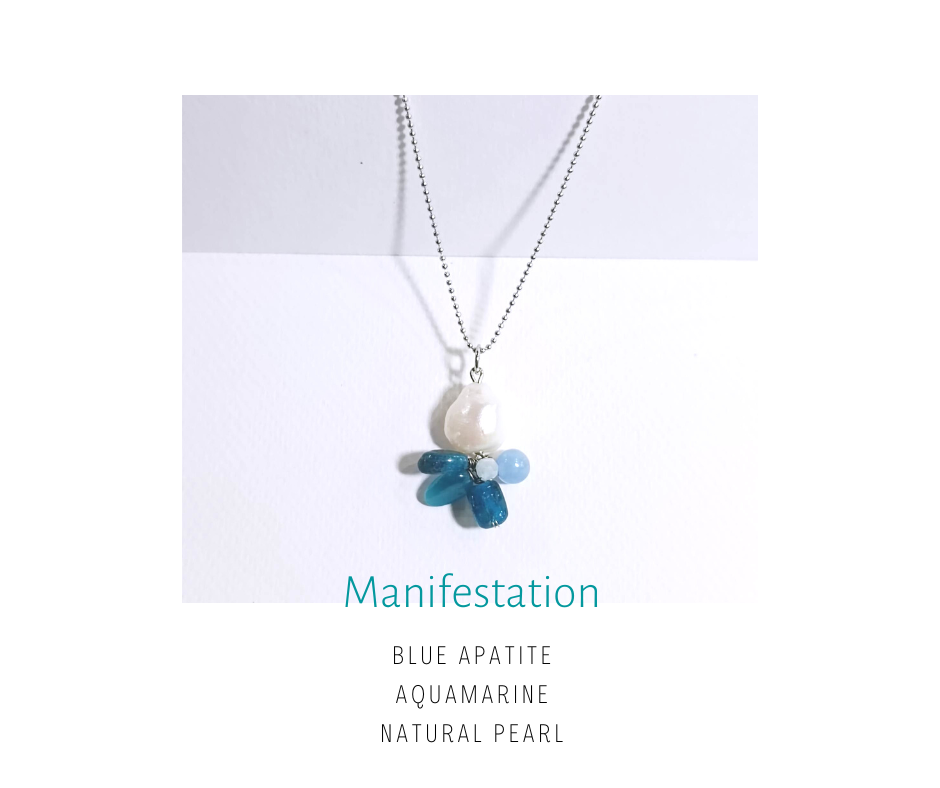 สร้อยจี้รวมหินแท้ Manifest Stone Necklace (Blue Apatite , Aquamarine)