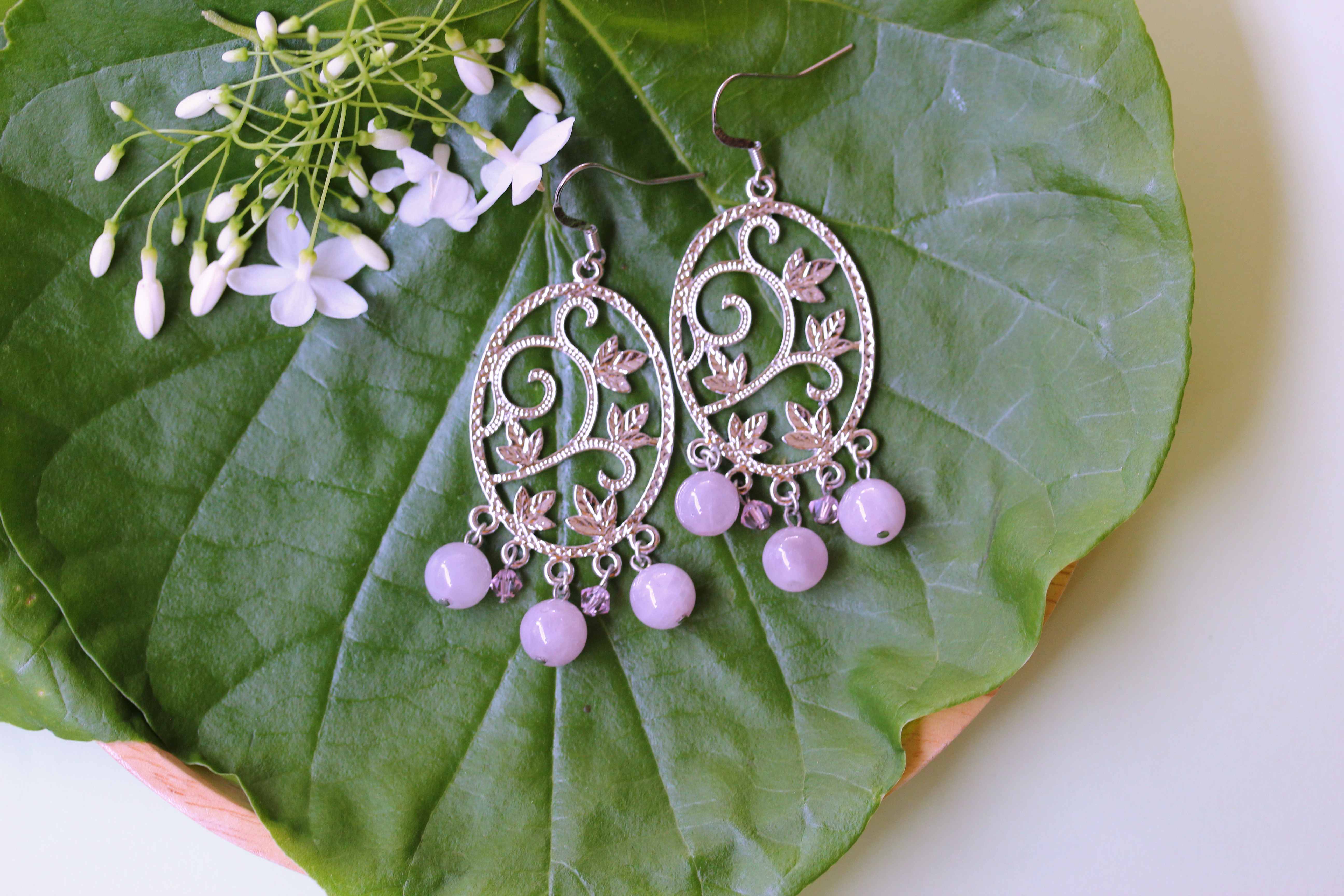 Rose Quartz Boho Style Earring ต่างหูโรส ควอตซ์ สาวโบฮีเมี่ยน