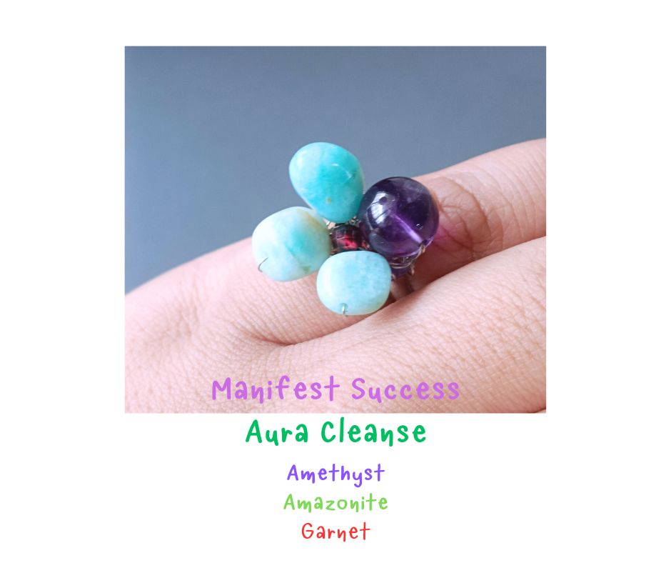 "Little Vivian" Amethyst x Amazonite Wire Wrapped Ring แหวนหินแท้ (Positive Energy , Success , Reduce Stress)