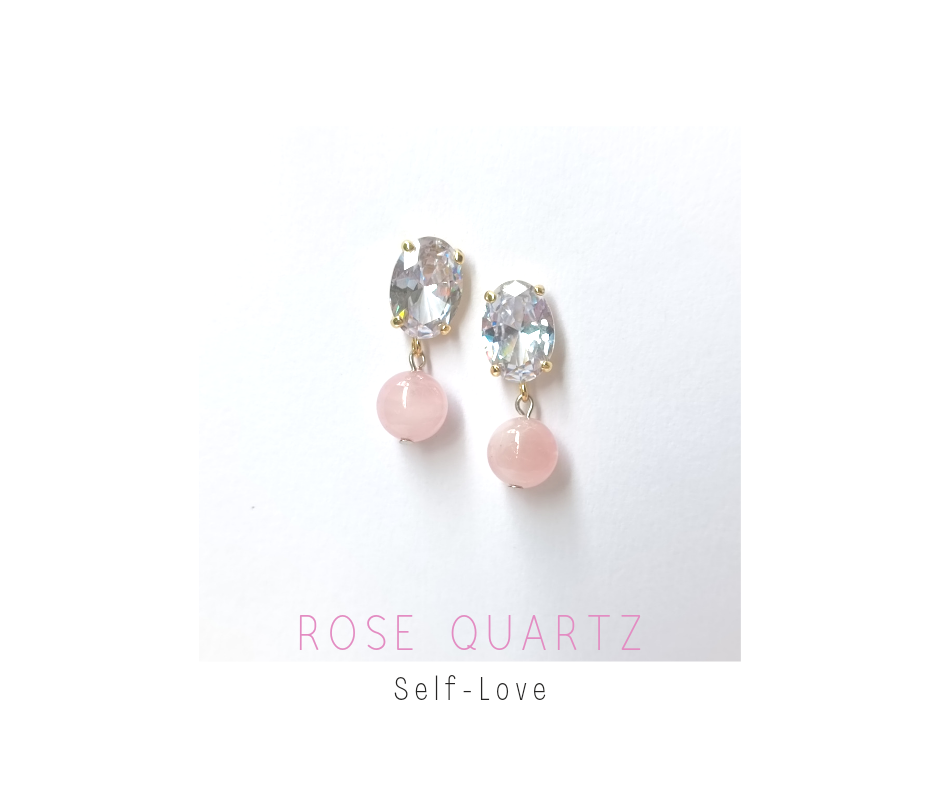 ต่างหูหินแท้ "Sassy" Rose Quartz Madagascar Earring (For Love & Relationship)