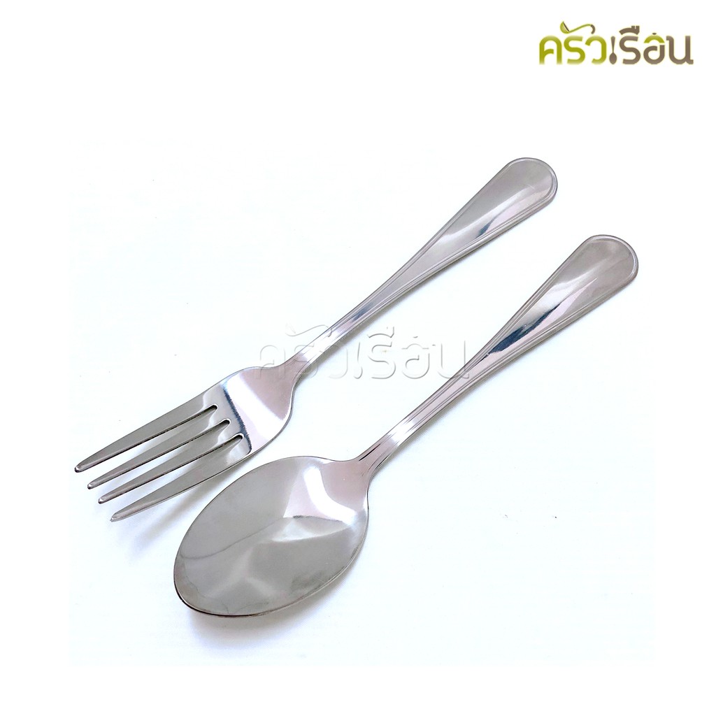 Double Apples [ 6 คู่ ] ช้อน+ส้อม ลาย857 อย่างหนา 2.0 มม. 19 ซม. ตราแอปเปิ้ลคู่ ช้อนข้าว ช้อนยาว ช้อนกันส้อม ช้อนส้อม