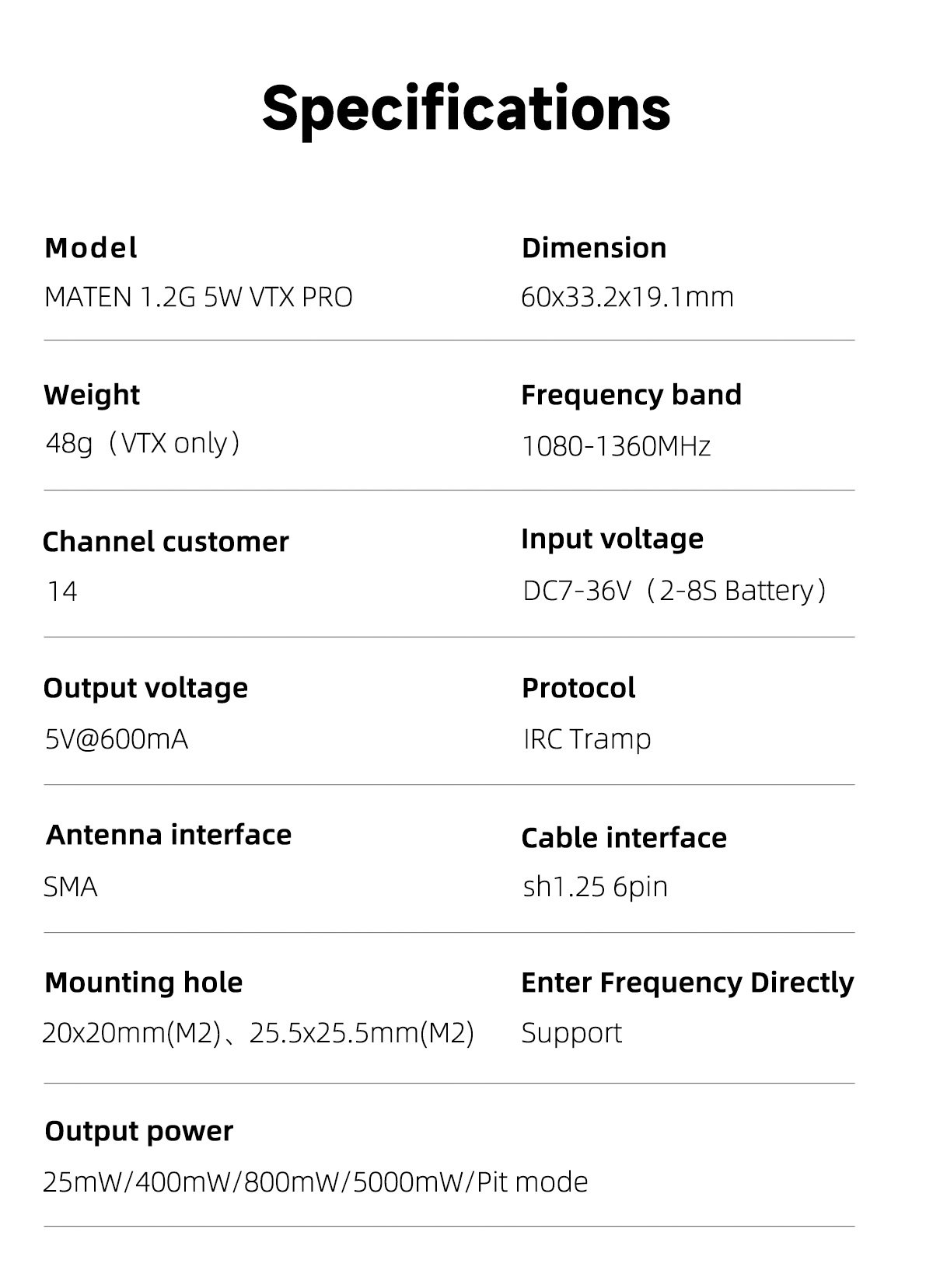 GEPRC MATEN 1.2G 5W VTX PRO อุปกรณ์โดรน Drone