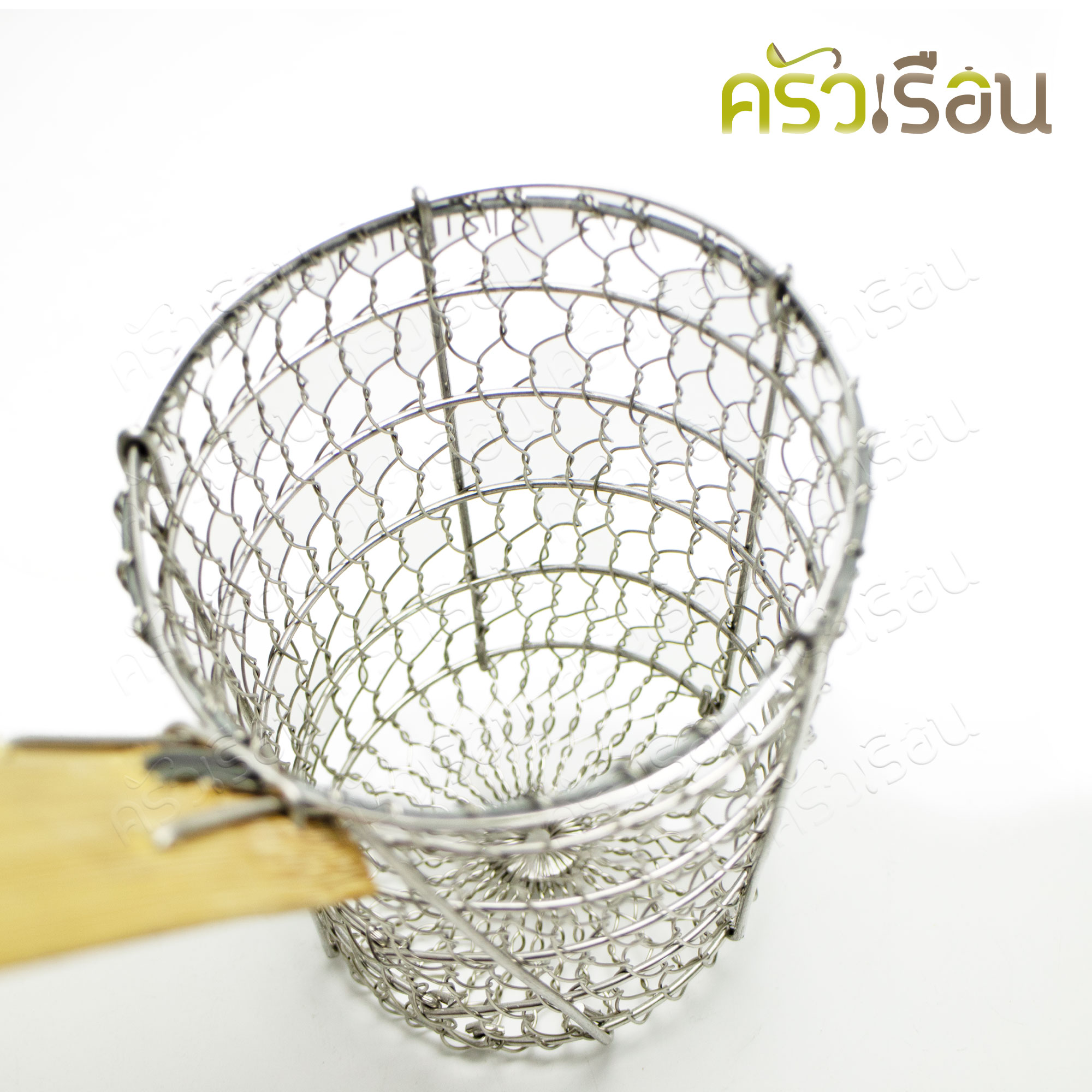 HORSE BRAND ตะกร้อ ลวดสาน 10 ซม. ลึก 11 ซม. ด้ามไม้ (ใหญ่) ตราม้า ตะกร้อลวกก๋วยเตี๋ยว