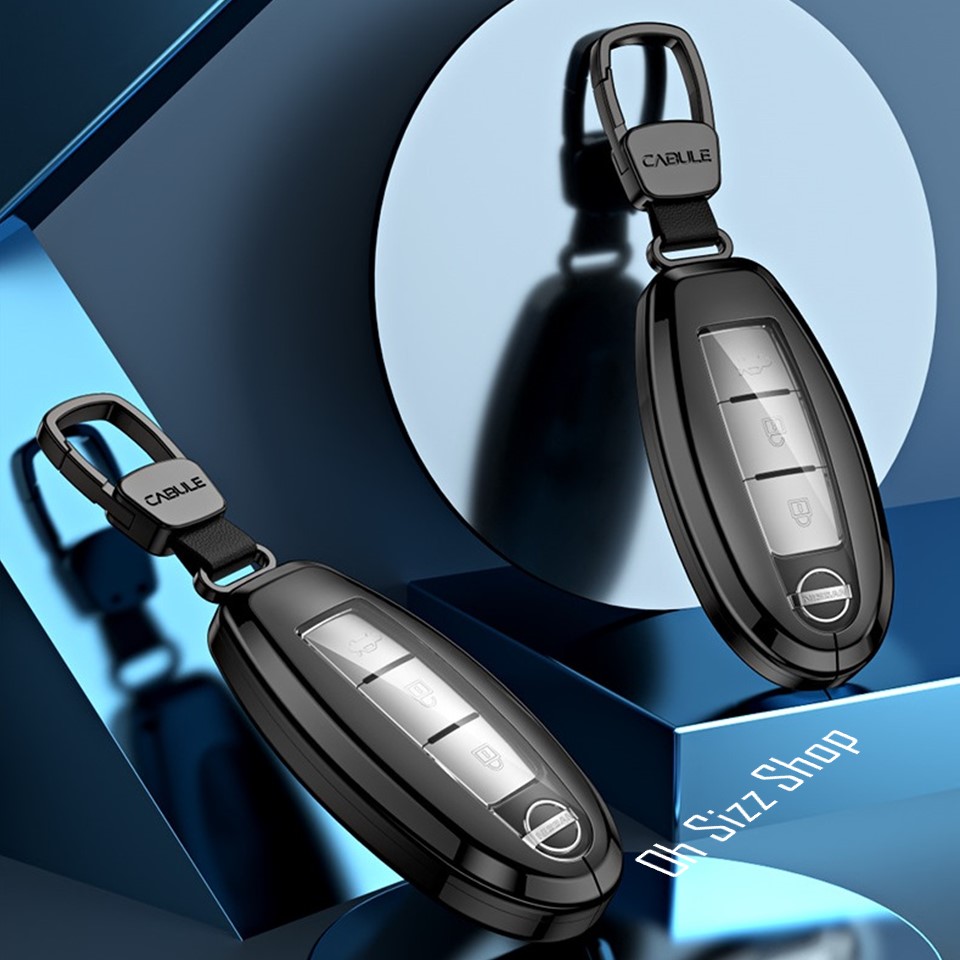 เคสโลหะอัลลอยรีโมทรถ Nissan แบบ 2 ชั้น (Double-Layer Metal Aluminum Alloy Key Cover with transparent push button Guard 360) Nissan GTR, March,X-Trail,Navara,Juke,Almera,Note,Pulsar,Livina,Teana,Murano,Tida Smart Key 2 , 3 และ 4 ปุ่ม Smart Key Nissan 14 Ge