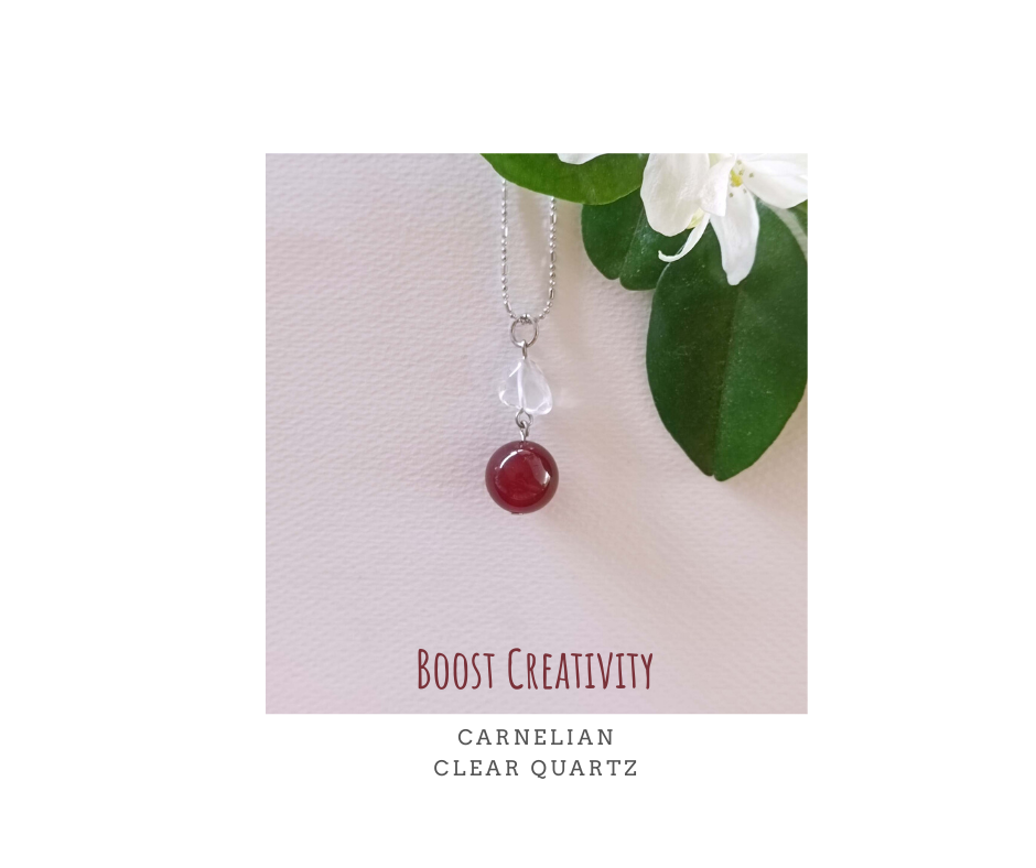 สร้อยคอพร้อมจี้หินแท้ Carnelian Pendant Necklace (Boost Energy)