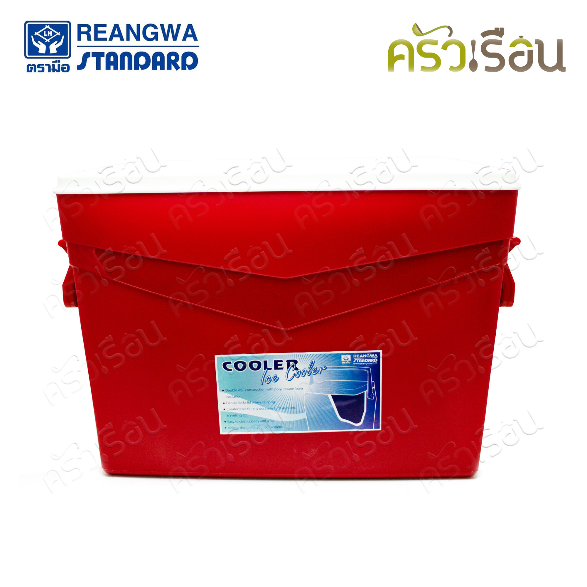 Reangwa Standard กระติก เหลี่ยม สีแดง 32 ลิตร 32.5 x 51.5 x 36.5 ซม. RW3004 ถังแช่ กระติกน้ำแข็ง Hot and Cold Insulated Cooler Snow Bank