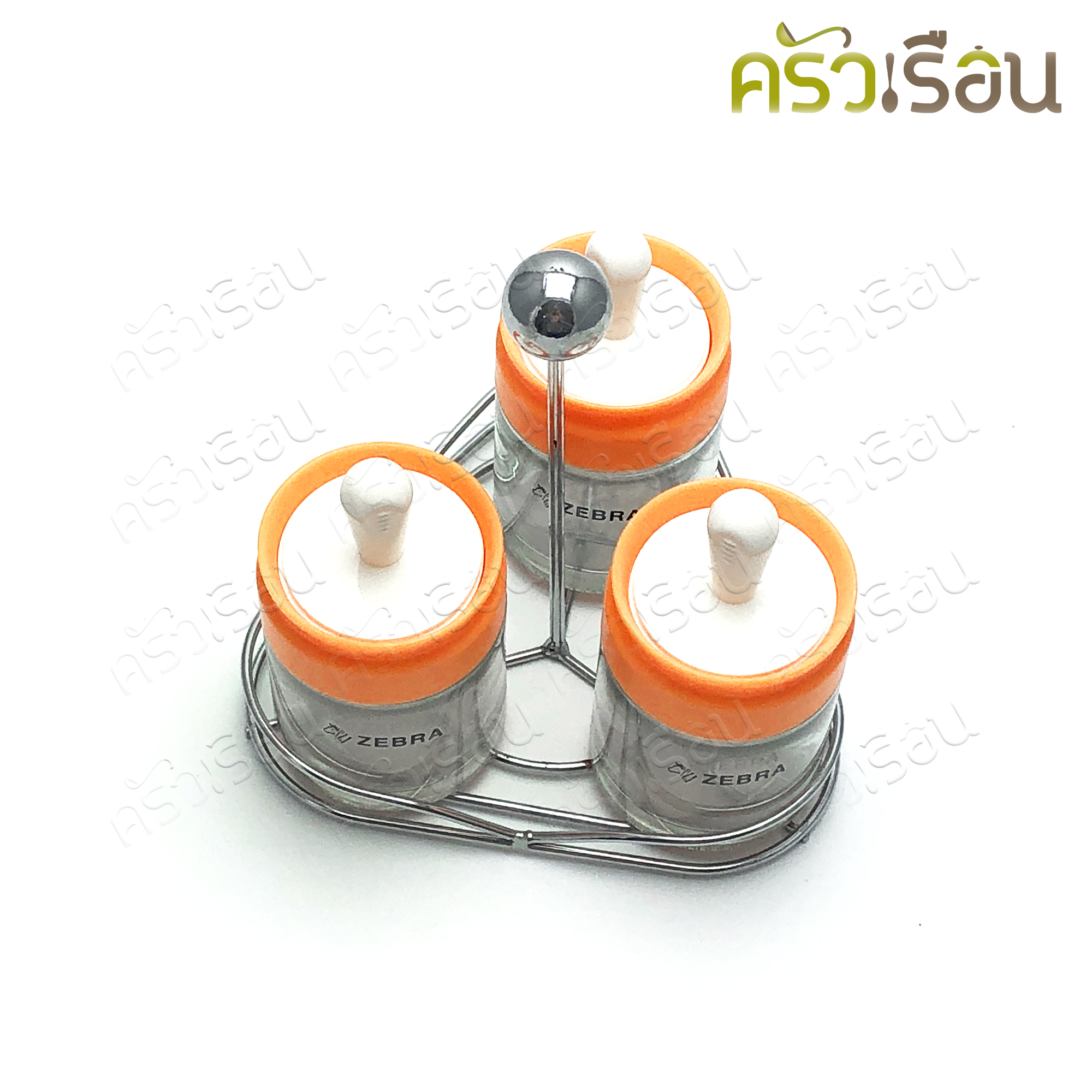 [ ตัวโชว์ ] Zebra ชุดโถแก้วเครื่องปรุง 3 ชิ้น พร้อมตะกร้า ตราหัวม้าลาย 110271 พวงพริก ชุดเครื่องปรุง ที่ใส่เครื่องปรุง พวงเครื่องปรุง