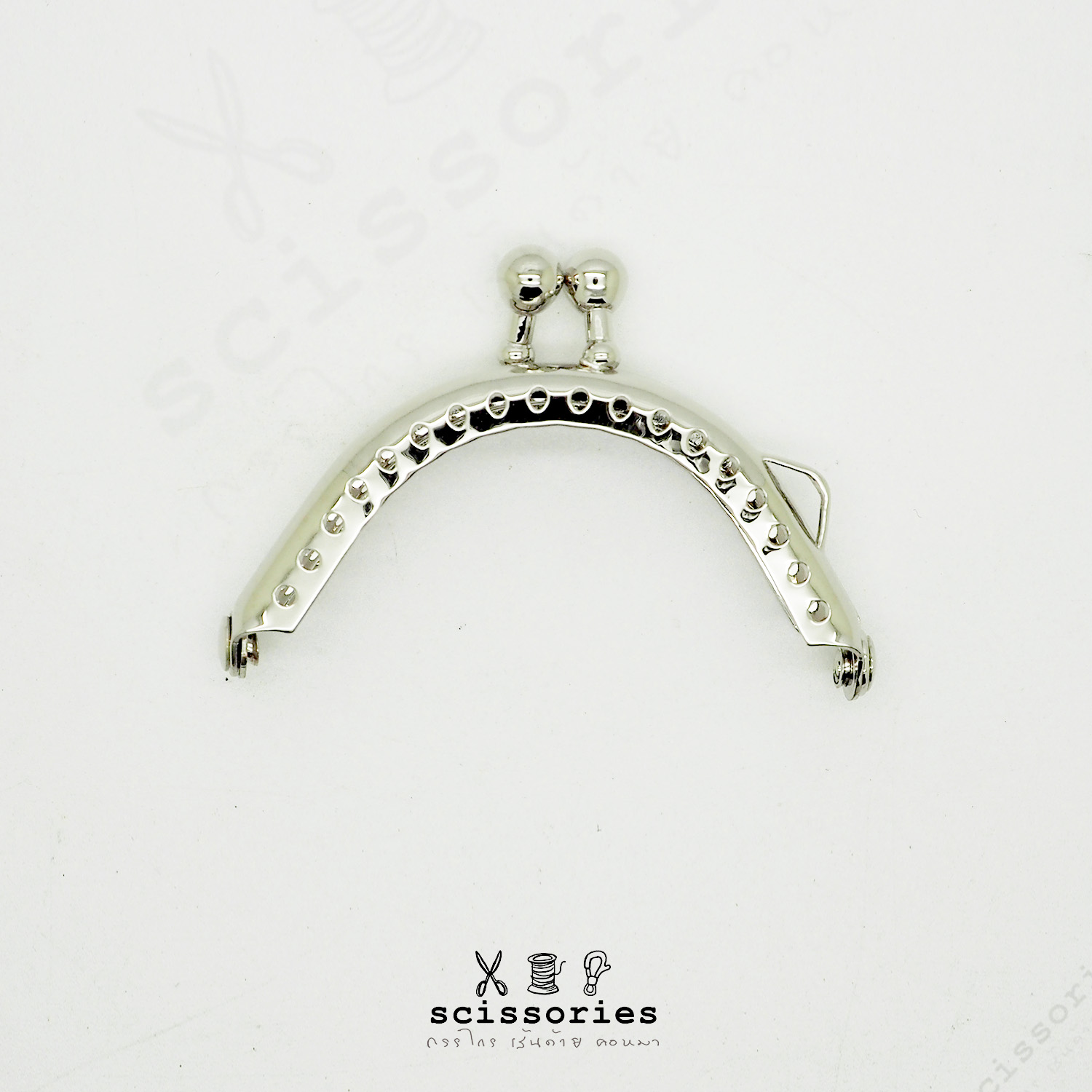 ปากกระเป๋าปิ๊กแป็ก 5 cm มีหูข้าง สีเงิน Silver จำนวน 1 ตัว