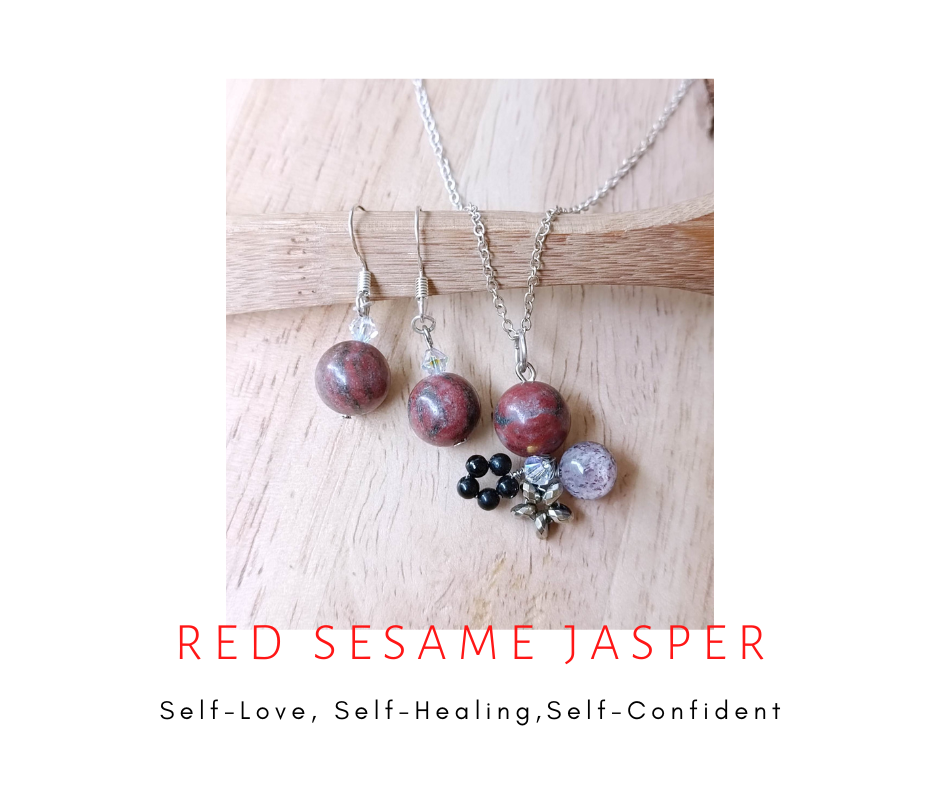 ชุดเครื่องประดับเงินแท้ 92.5 ประดับหินแท้ Red Sesame Jasper Jewelry Set (Self-Love Self-Healing Self-Confident)