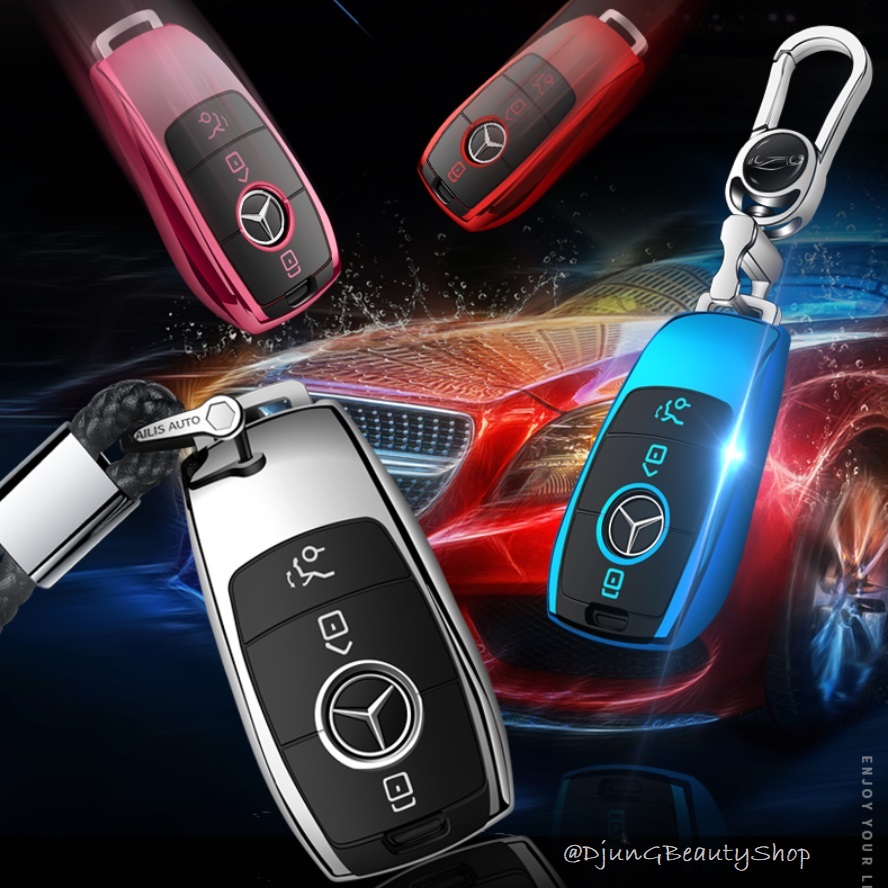 เคสรีโมทรถ Benz เมอร์เซเดส-เบนซ์ อี คลาส 2022 (TPU Key Cover with Colorful PC Push button Guard) Mercedes-Benz Key New E-Class Mercedes Benz Key Case 2018 S320L/E300l E200L/E320L