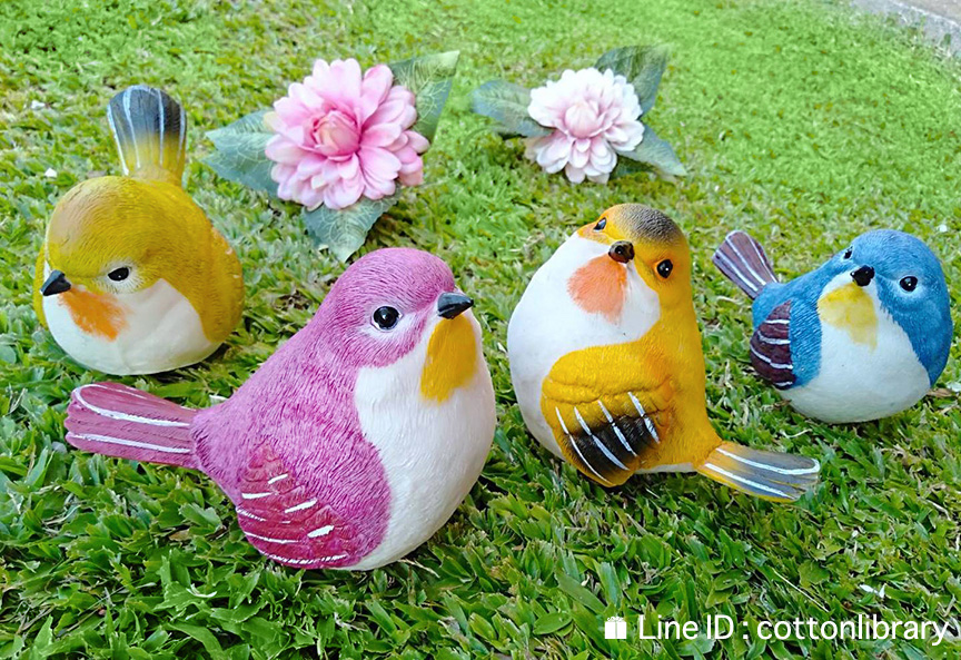 ตุ๊กตาวินเทจ ครอบครัวนกน้อยสายรุ้งสี่ตัว รุ่นตัวอ้วน สีใหม่