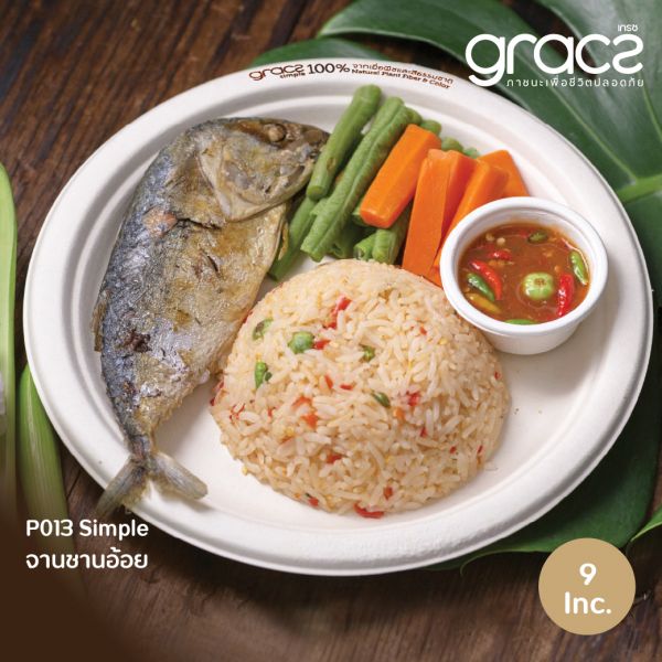 GRACZ ยกลัง จานกลม มีขอบ P013 ขนาด 9 นิ้ว 1000 ใบ ไบโอชานอ้อย