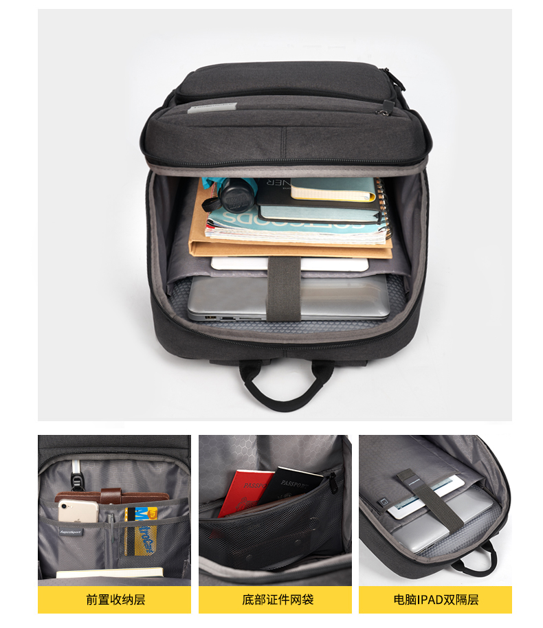 AspenSport Backpack Laptop กระเป๋าสะพายหลัง กระเป๋าโน๊ตบุ๊ค 14-16 นิ้ว กระเป๋าเดินทาง รุ่น AS-B85 ขนาด สีดำ