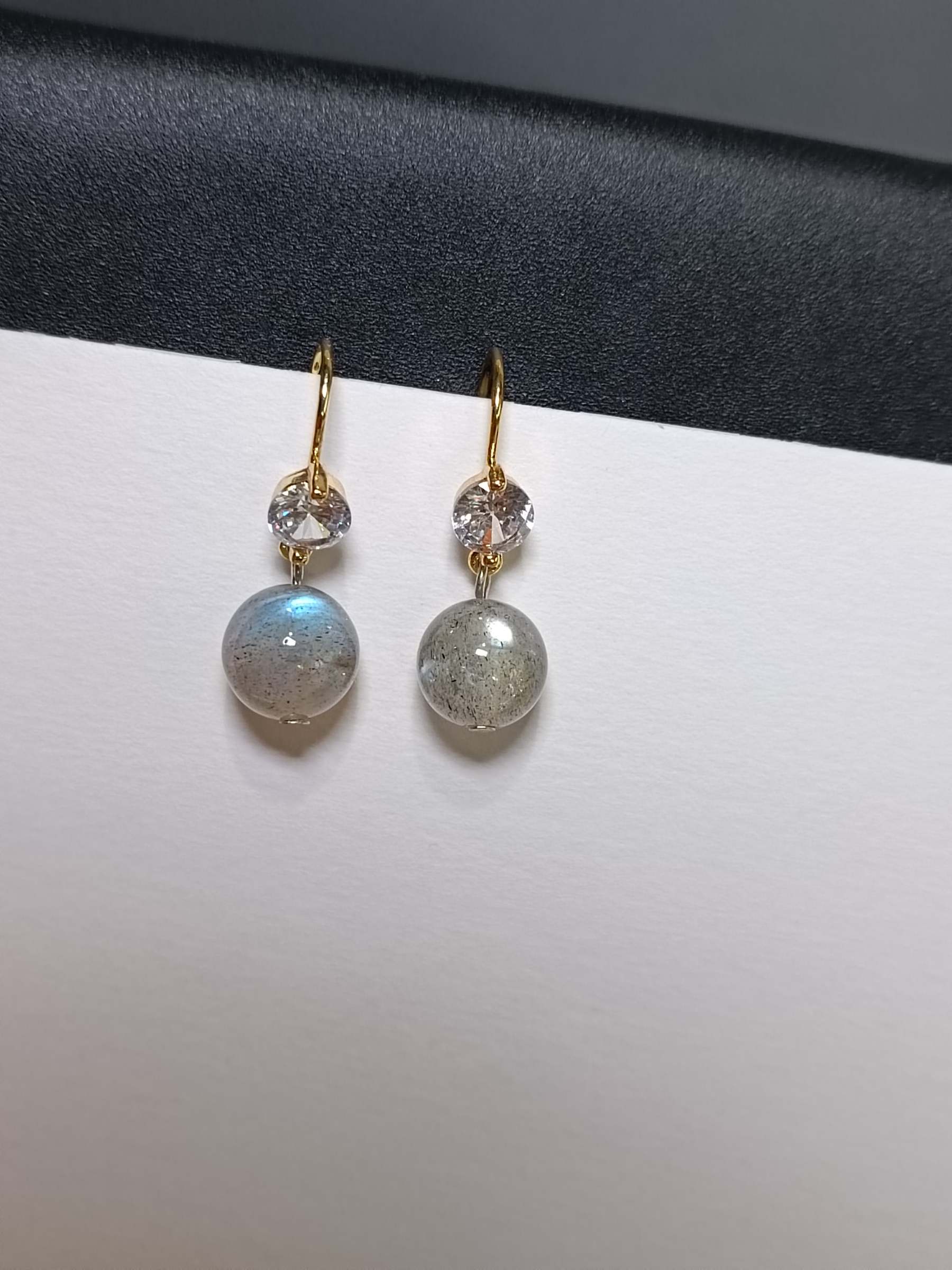 ต่างหู "14K" หินแท้ลาบาโดไลท์ Labradorite Earrings (Magical & Mystery)