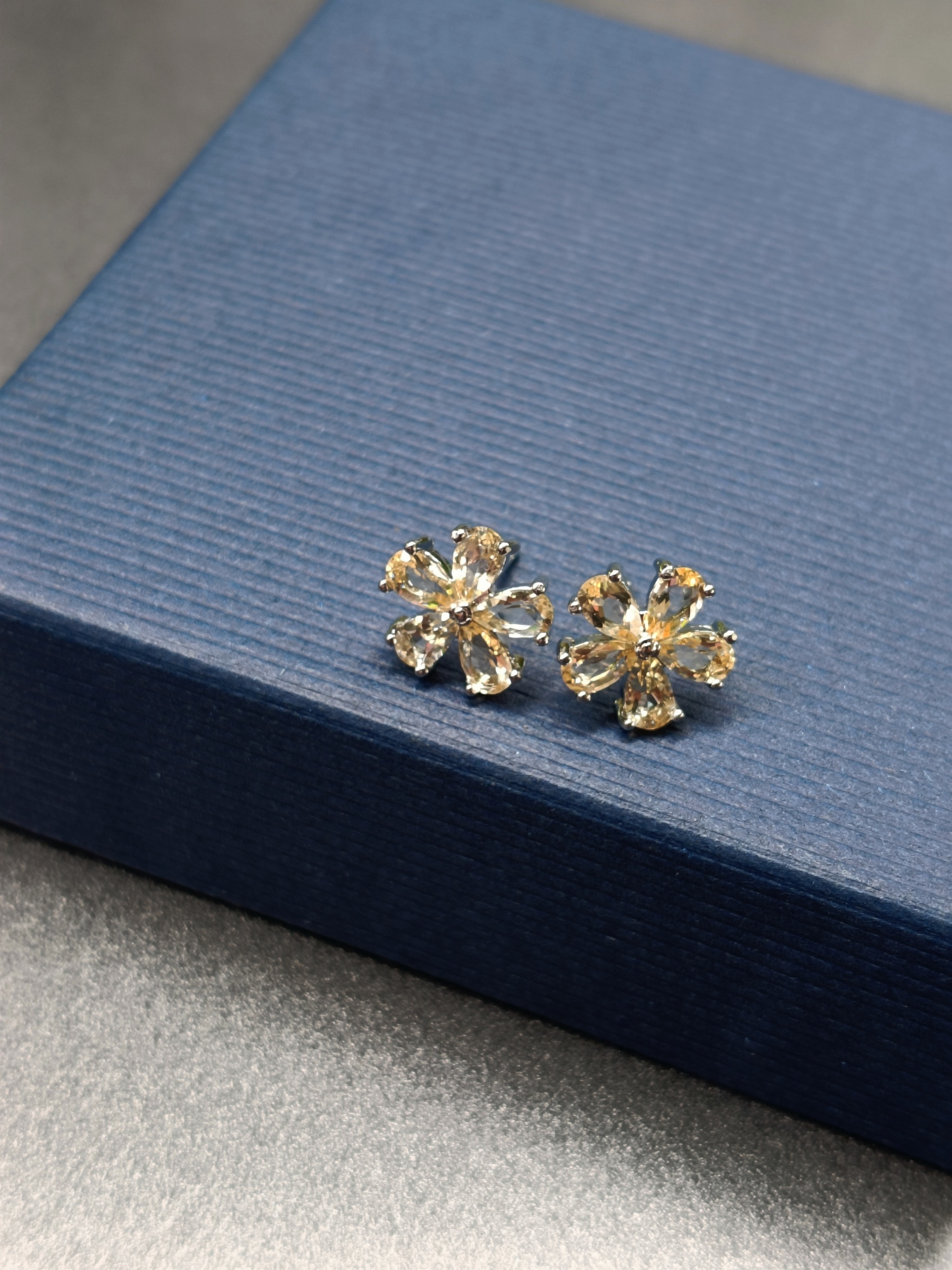 ต่างหูเงิน925 ประดับหินแท้ Citrine Earring (ดึงดูดเงิน โชคลาภ เสริมการค้า)