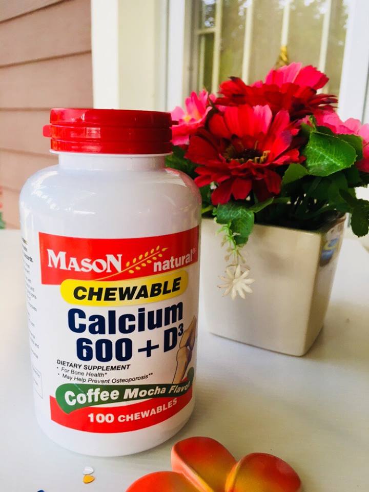 Mason Natural, Chewable Calcium 600 with Vitamins D3, Coffee Mocha Flavor, 100-Count