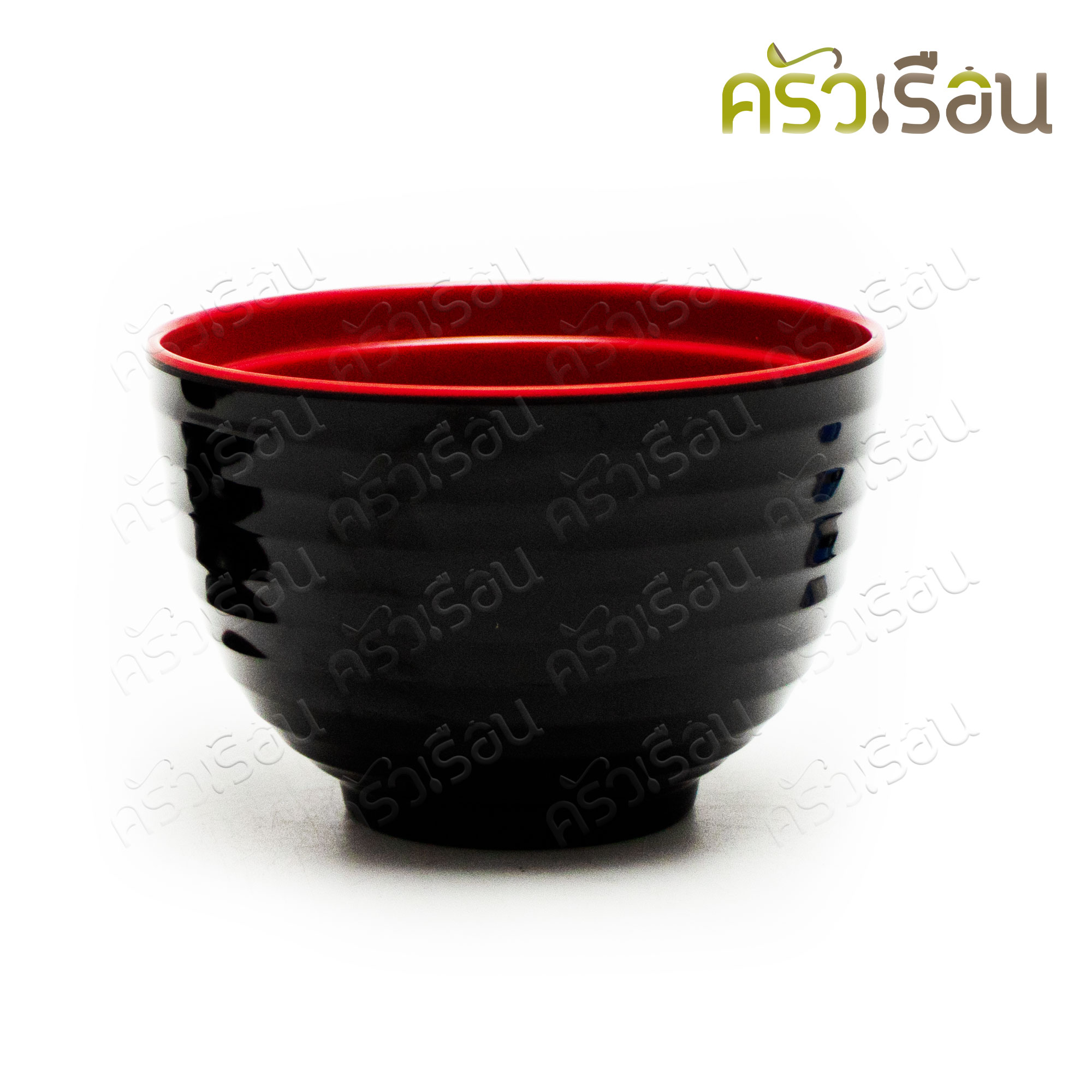 SB ถ้วยซุป มิโซะ เมลามีน มีลอน พร้อมฝา 4 นิ้ว 9 x 6.5 ซม. สีดำ-แดง BL176-4 ถ้วยมิโซะ ชามญี่ปุ่น