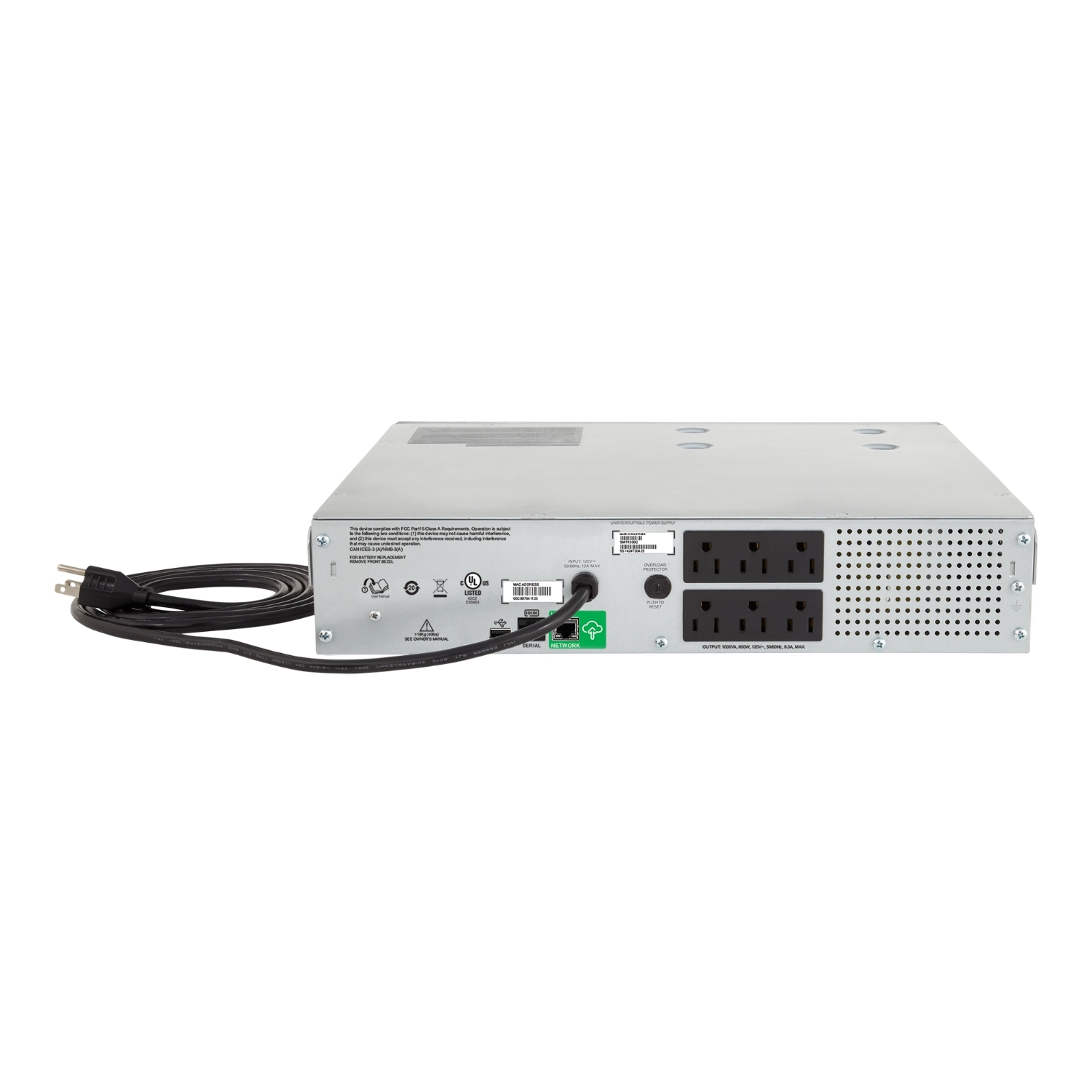 APC Smart-UPS C, Line Interactive, 1000VA, Rackmount 2U, 230V, 6x NEMA 5-15R outlets, SmartConnect port, USB and Serial communication, AVR,Graphic LCD SMC1000-2UC