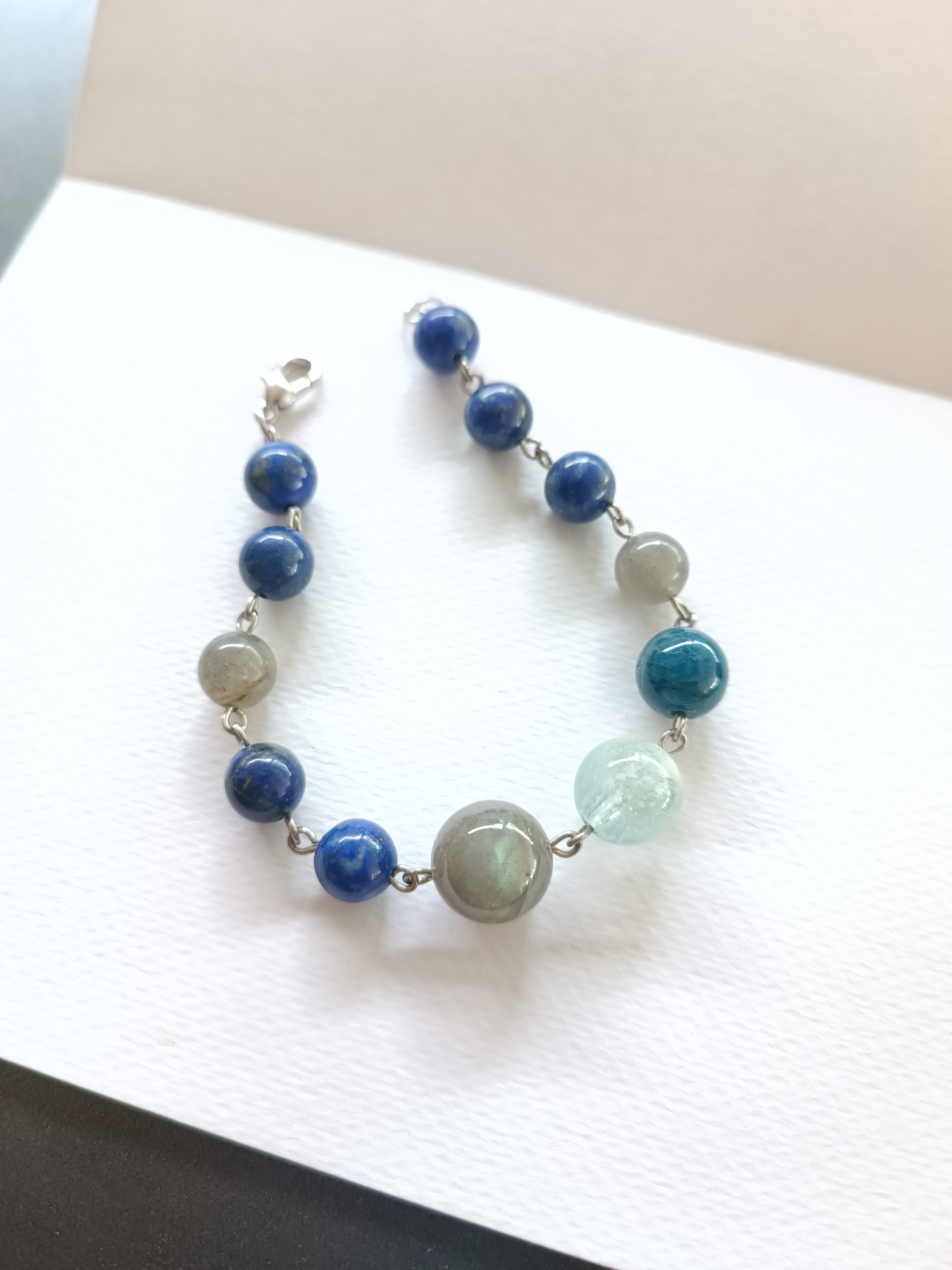 สร้อยข้อมือหินแท้ "Connected" Intuition and Communication Bracelet (Labradorite+Lapis Lazuli)