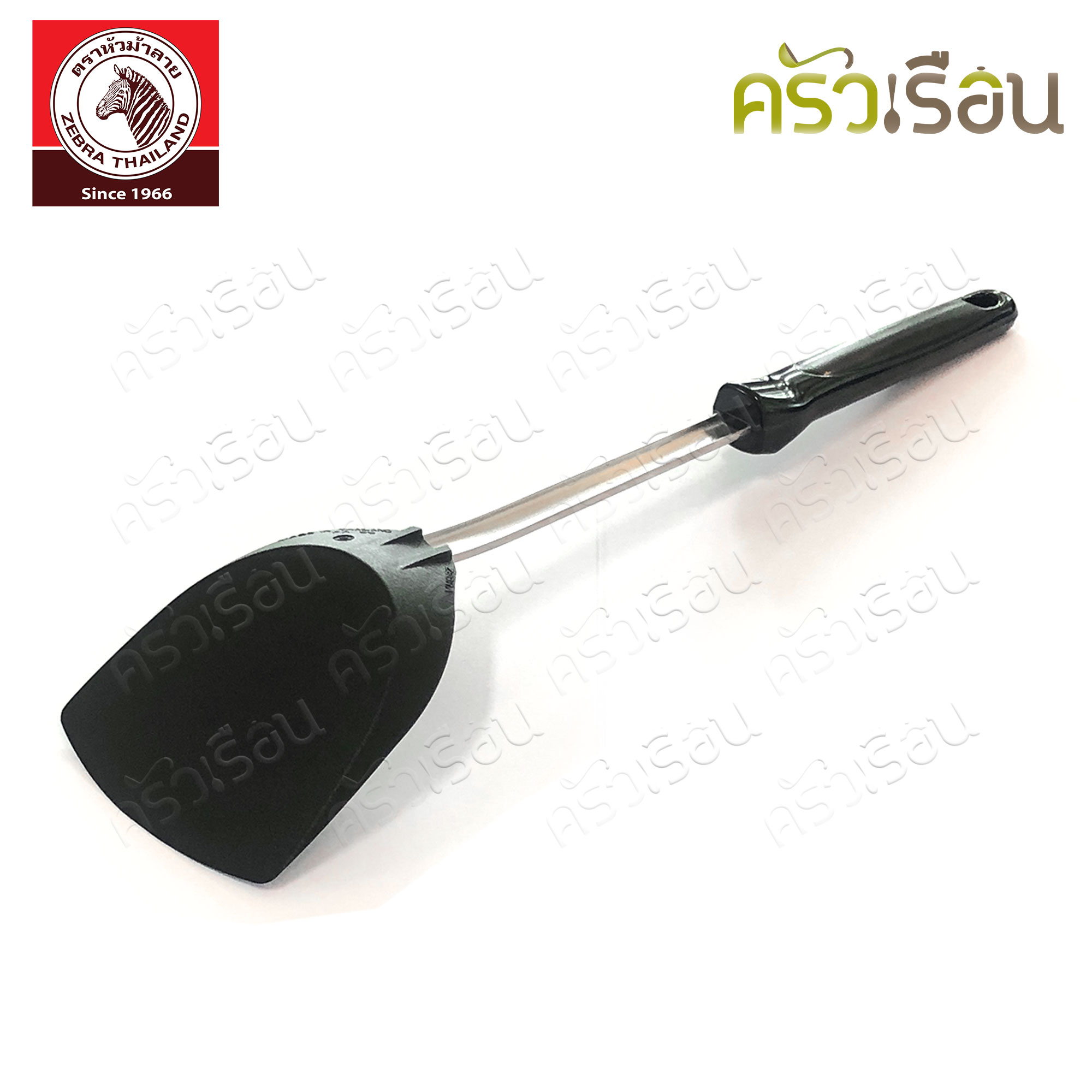 ZEBRA ตะหลิวไนล่อน โฟกัส 9.8 x 37.5 ซม. ตราหัวม้าลาย 104110 ตะหลิว ใช้กับกระทะเทฟล่อน