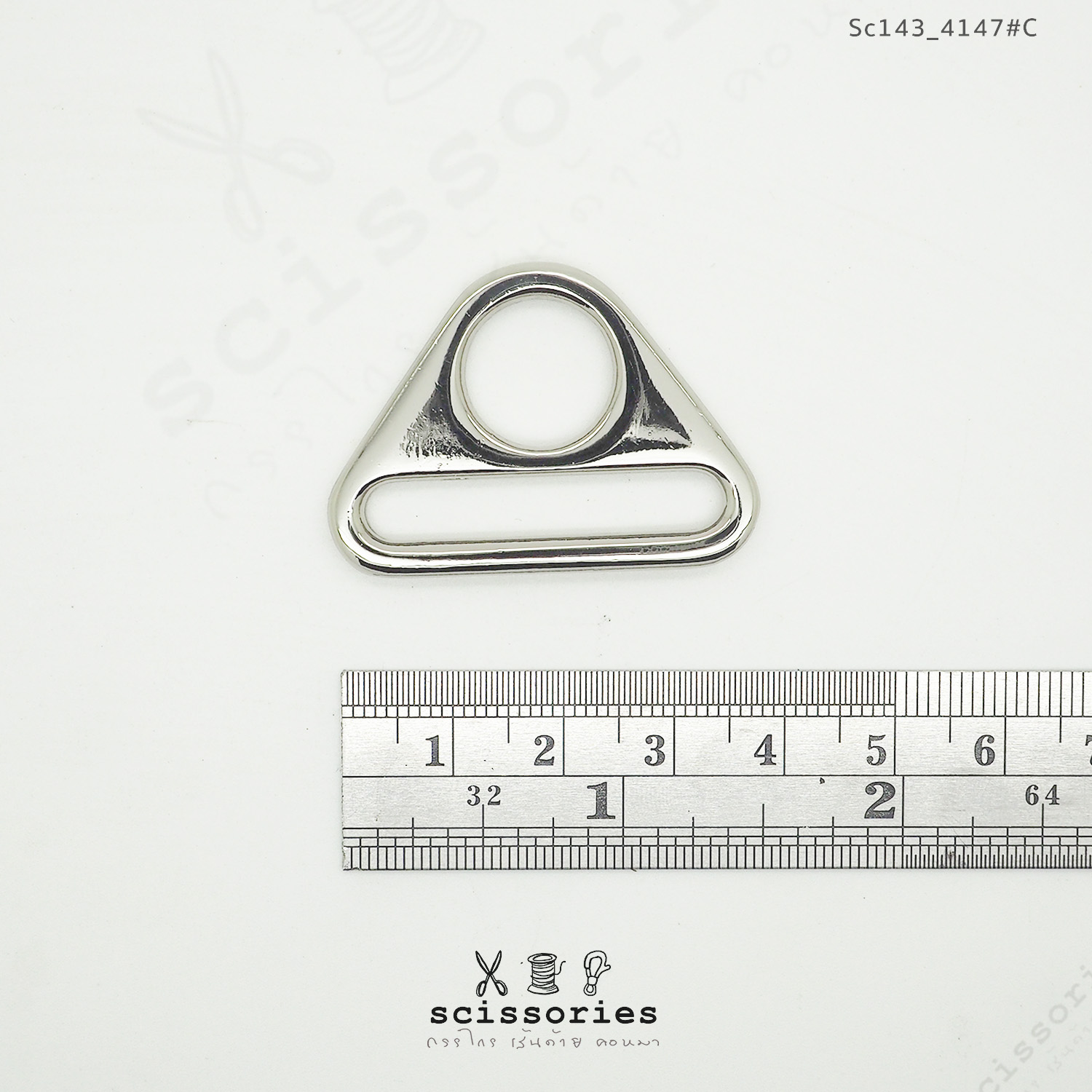 สามเหลี่ยม 1.2" สีเงิน/2ตัว