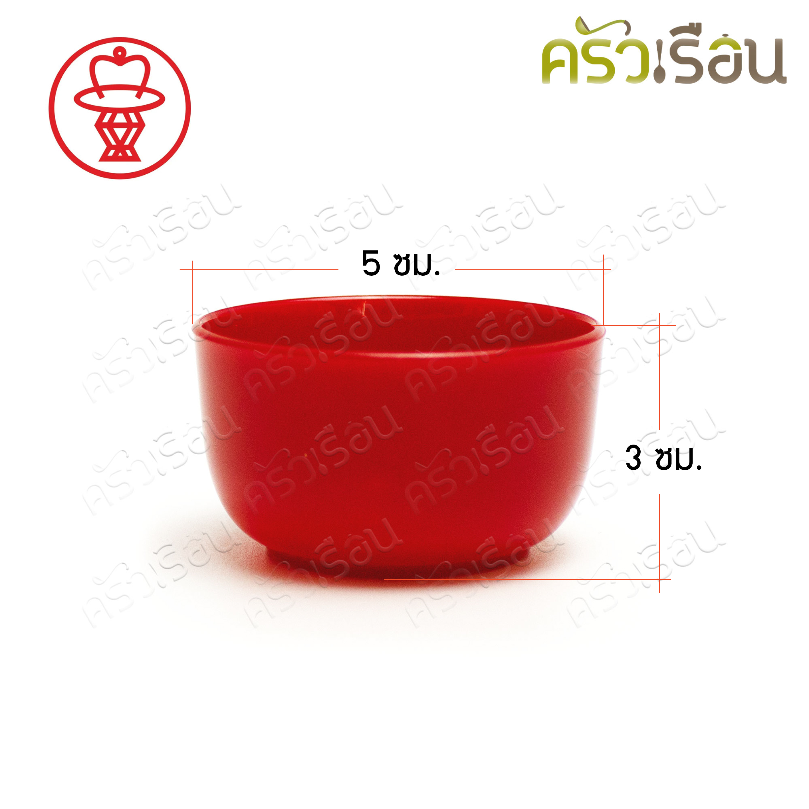 Nam Ngai Hong ถ้วยชาพร้อมถาด แนวยาว 5.5 x 25.5 x 3 ซม. แดงไม่พิมพ์ลาย ตรากระเช้า 480/11