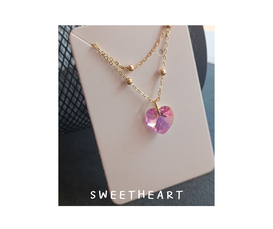 สร้อย"14k"พร้อมจี้ Sweetheart Crystal Necklace