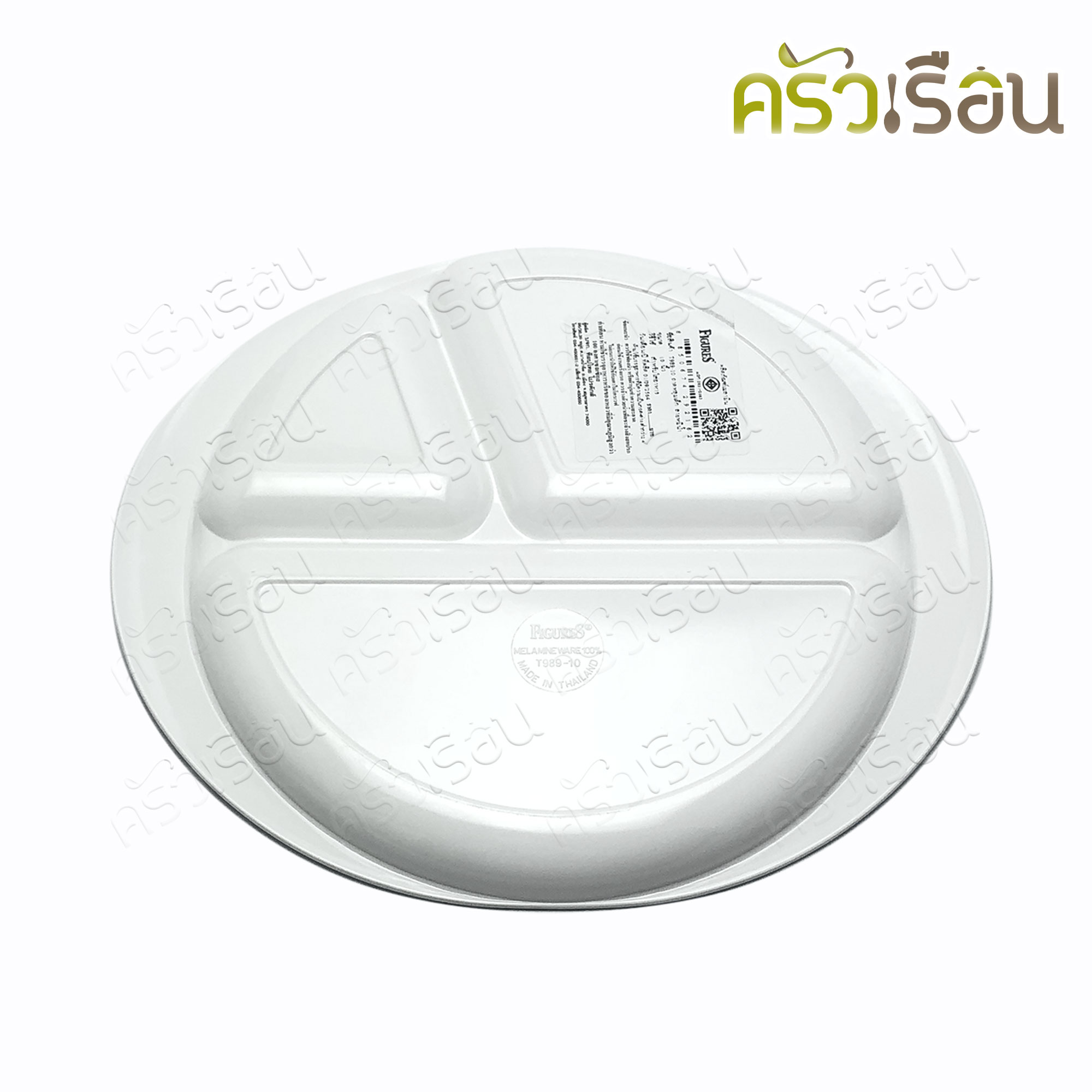 FIGURES ถาดหลุม เมลามีน สีฟ้า ลายหมี 10 นิ้ว T989-10 ลายหมีน้ำ จานหลุม จานเด็ก