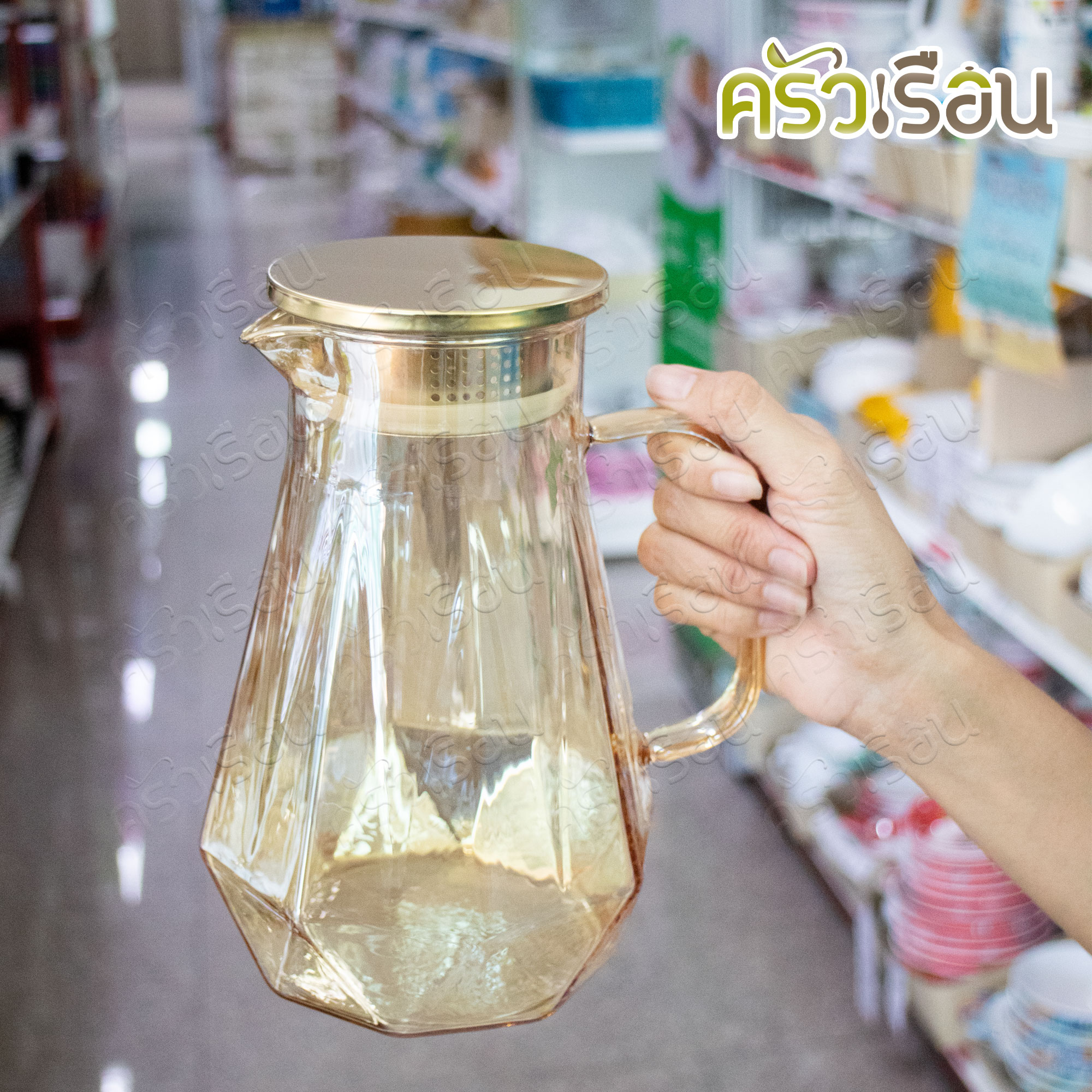 US [ 7-piece ] water pitcher with 6 cups, Honey GP-7H [1.4 L. pitcher with lid, 6 cups, 220 ml.]