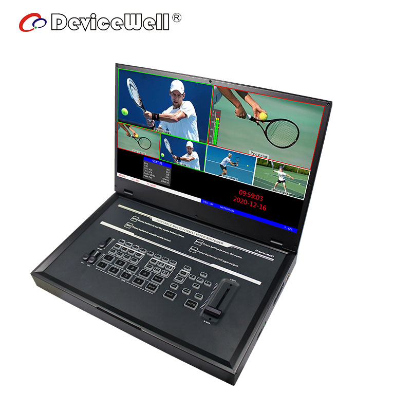 DeviceWell HDS9135: เครื่องสลับสัญญาณวิดีโอ 5 ช่อง พร้อมจอภาพในตัว 15.6 นิ้ว, T-Bar, Audio Faders และฟังก์ชันครบครันสำหรับการผลิต Live สด