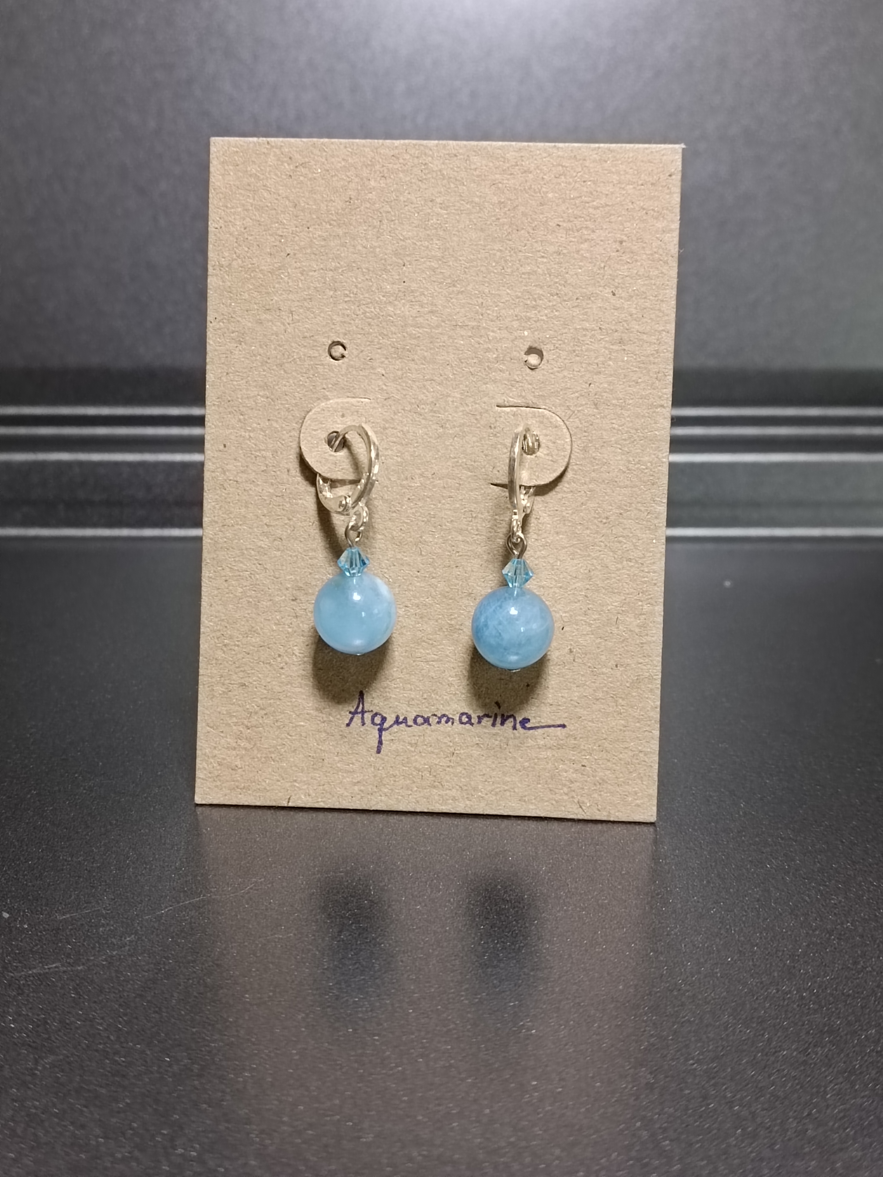 "Silver Hoop" ต่างหูเงินแท้92.5 ประดับ Aquamarine Earring (เจรจาค้าขายสำเร็จ)