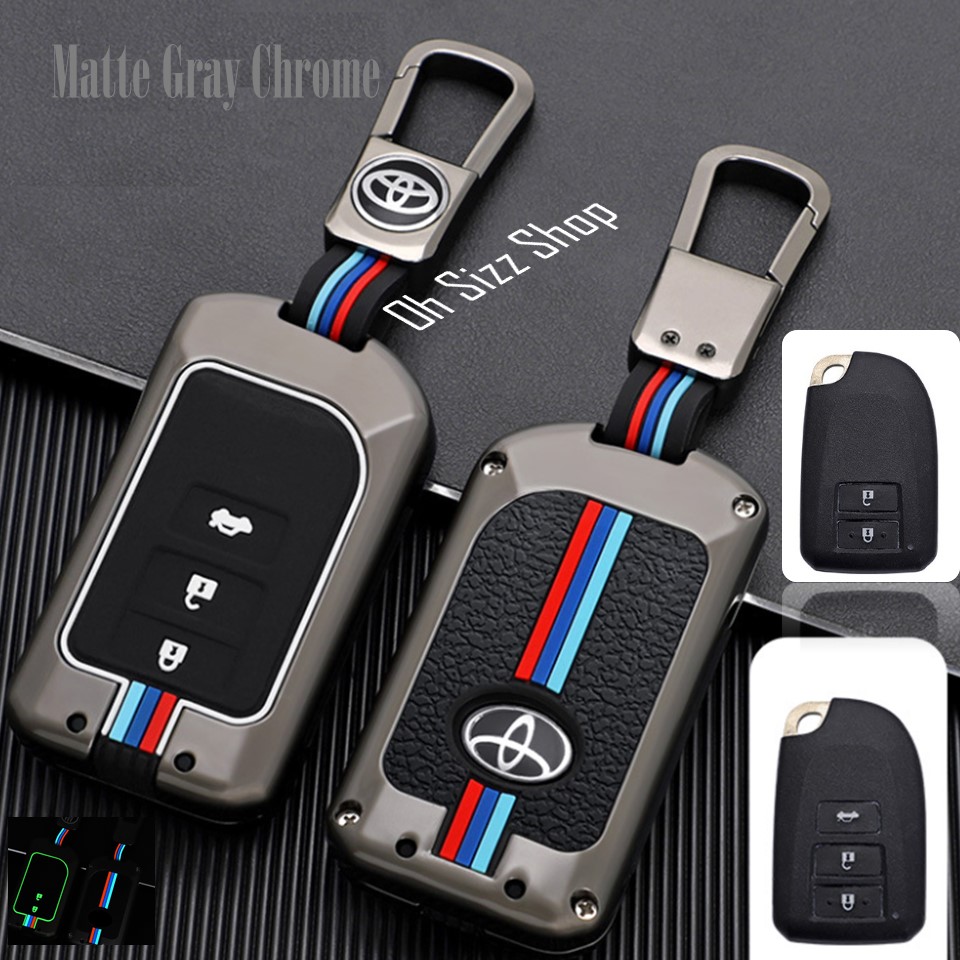 เคสโลหะรีโมทรถยาริส Yaris ATIV Push Start Full Package (Alloy Up Grade Luminescence 3D Silicone Push button Guard) Key Sets Toyota Yaris Ativ Vios Smart Key 2 และ 3 ปุ่ม ใส่ได้