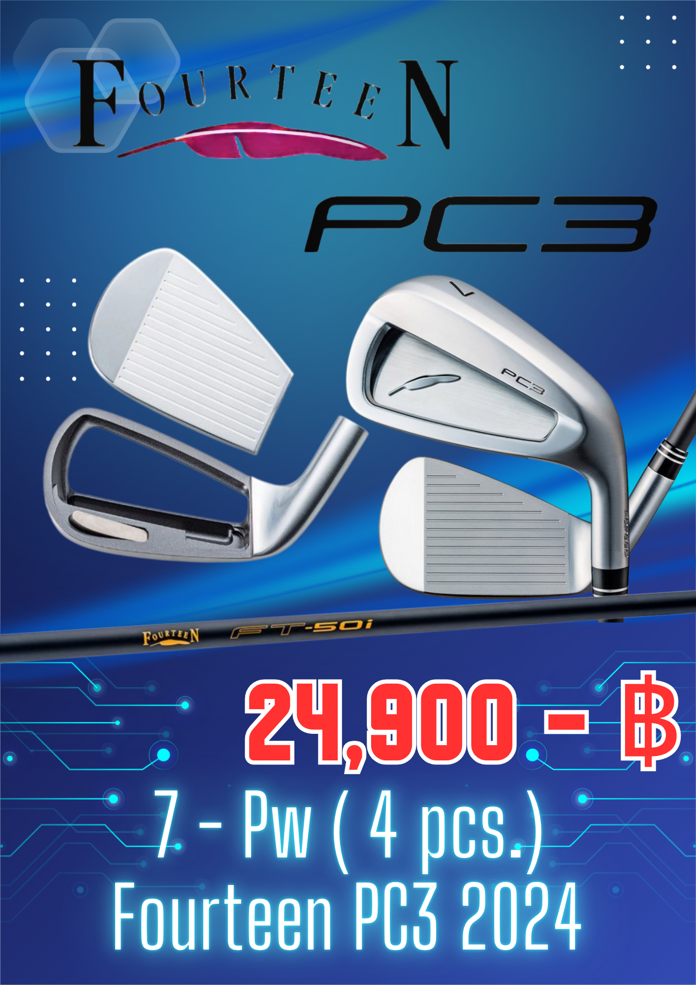Iron set FOURTEEN PC3 7-9,Pw (4 pcs.) (FT-50i /SR) 55g. New Model 2024