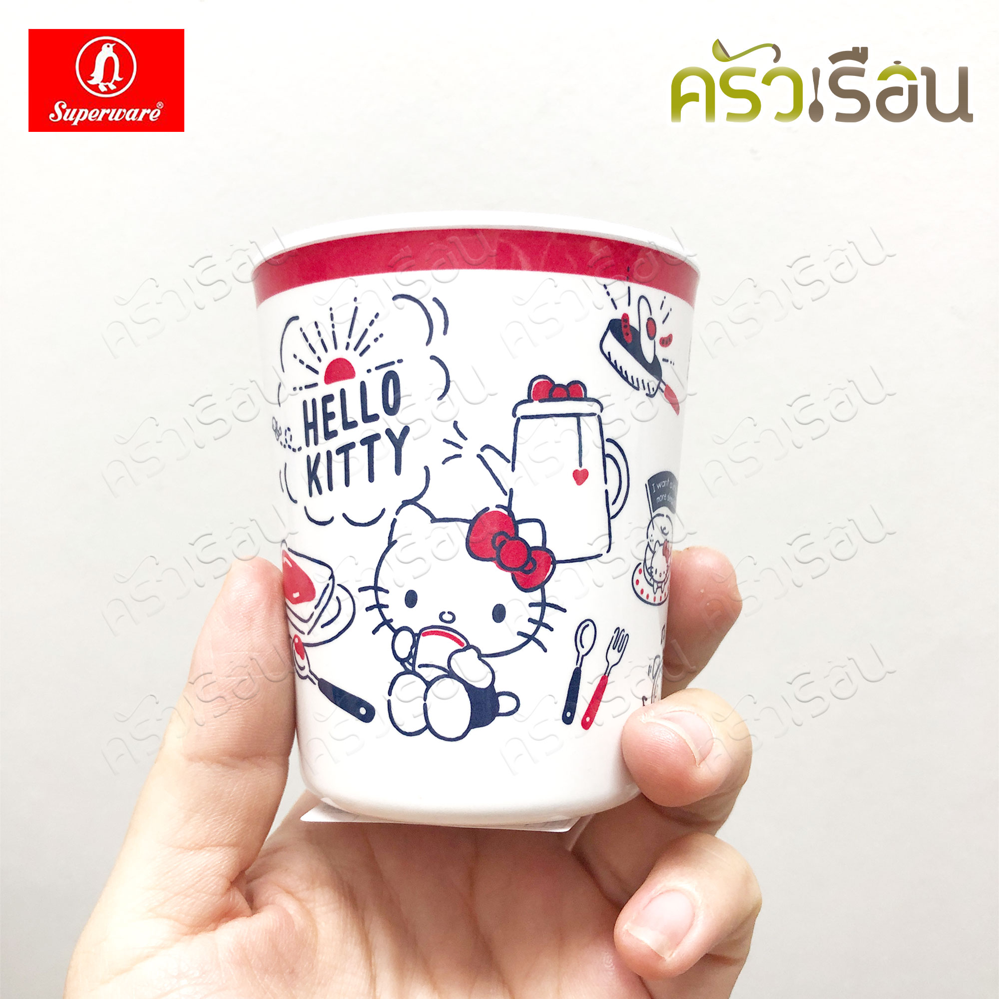 Superware ลายคิตตี้ เบรคฟาสต์ Kitty Breakfast [ ราคาต่อชิ้น ] จาน หรือ ชาม หรือ ช้อนส้อม หรือ แก้วน้ำ เมลามีน