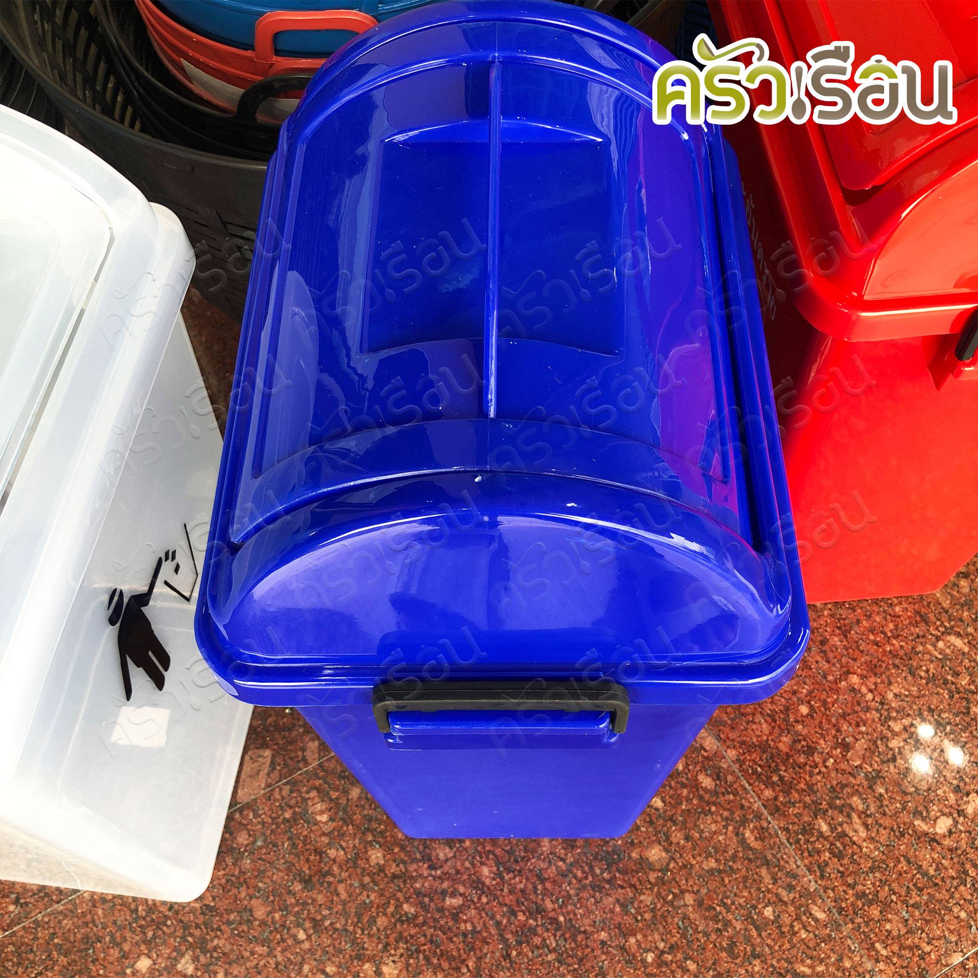 Sahachai ถังผง จัมโบ้ หูล็อค ความจุ 30 ลิตร 27.5 x 36 x 61.5 ซม. [ราคาต่อใบพร้อมฝา] No.1001 ถังขยะ ฝาสวิง ถังแยกขยะ