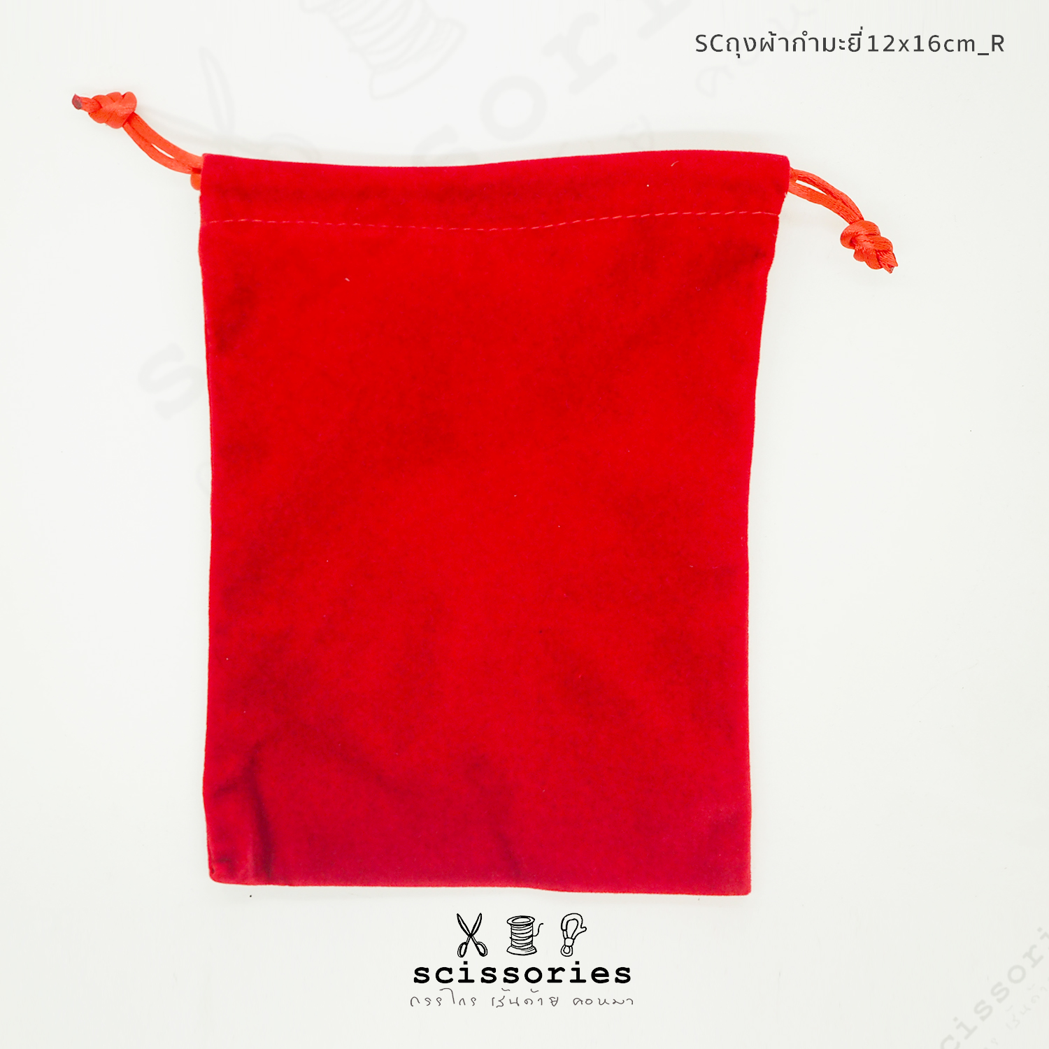 SC ถุงผ้ากํามะหยี่ สีแดง 12x16cm_R