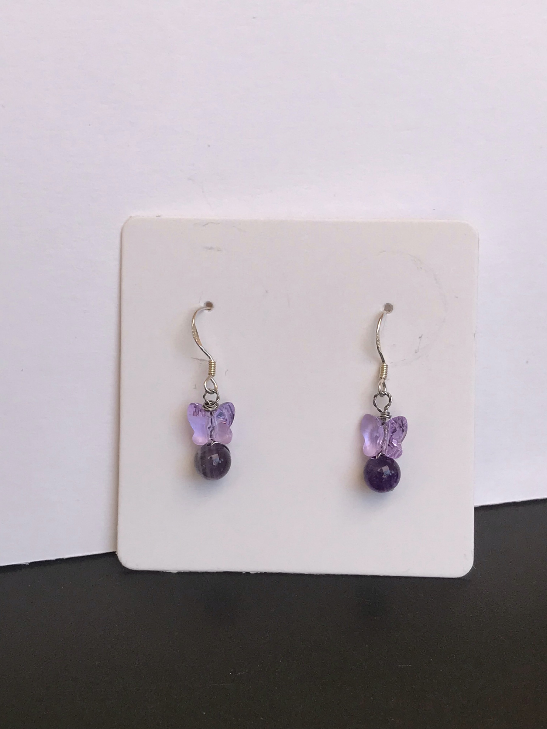 925 Sterling Silver " Lovely Butterfly " Crystal Earring ต่างหูเงินแท้ ประดับผีเสื้อ