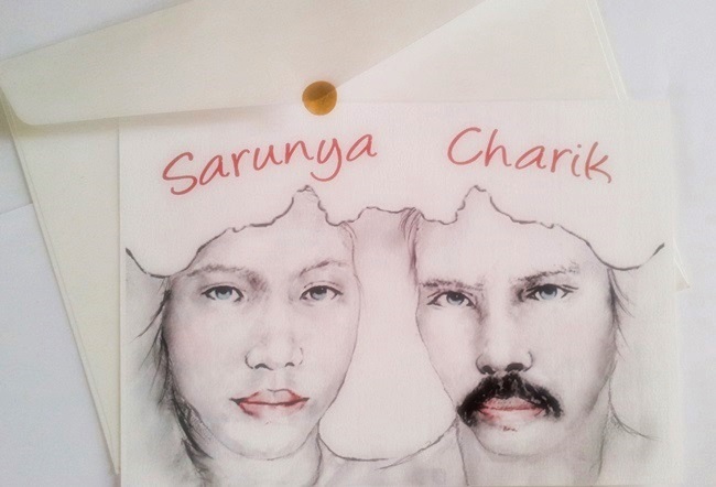 การ์ดแต่งงานรูปคู่ ลายภาพวาด โทนสีคลาสสิค ดีไซน์ไม่เหมือนใคร ออกแบบได้เฉพาะคุณ