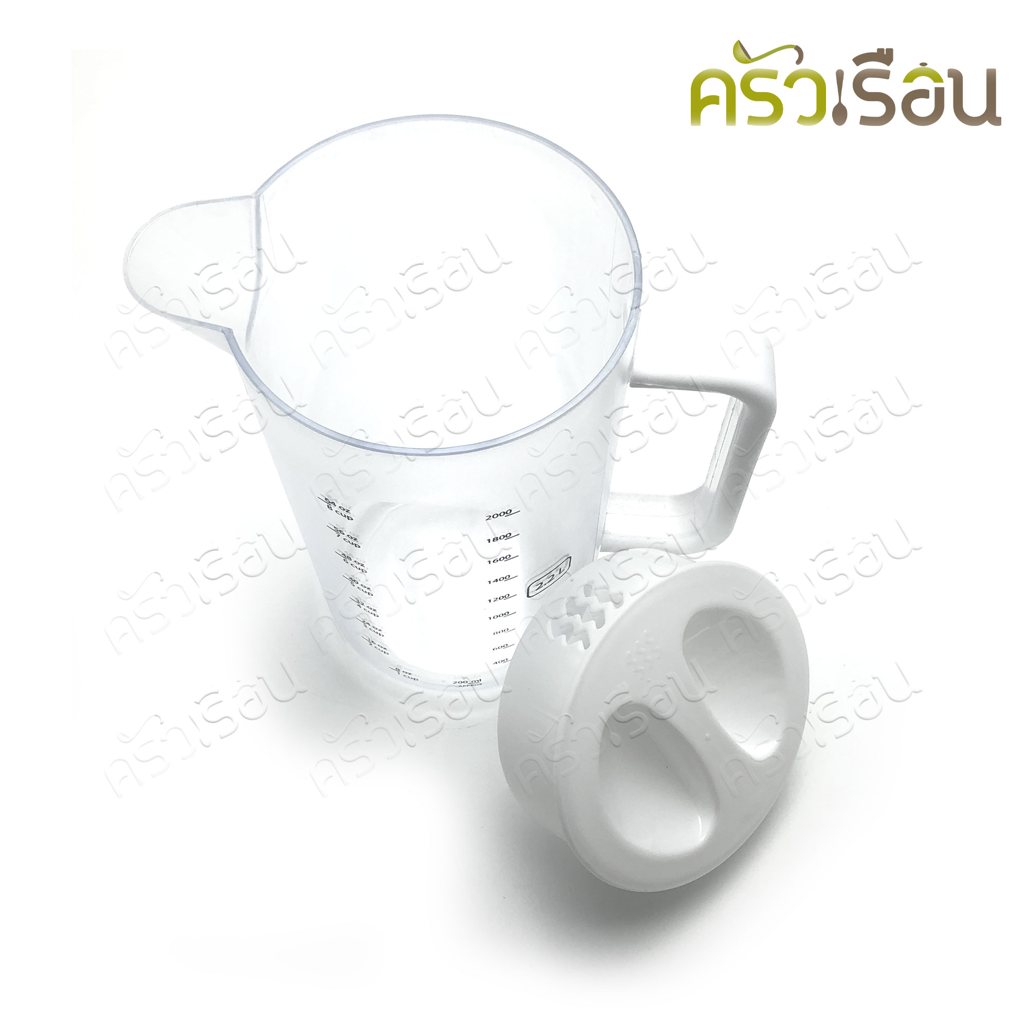 Reangwa Standard round plastic water jug, with scale, 2.2 liters, 13 x 23 cm. RW0172, price per piece, pitcher, measuring pitcher.