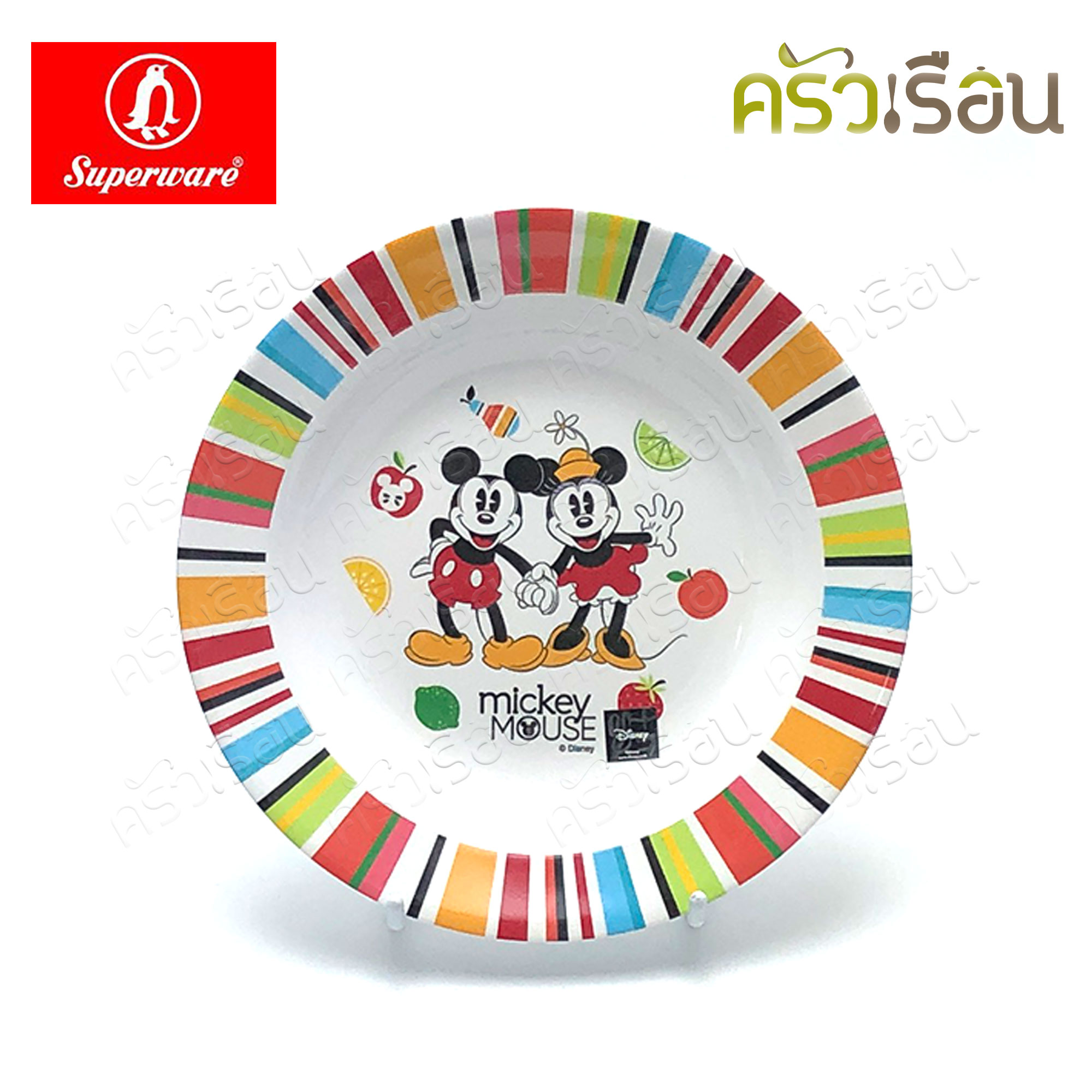 Superware ลาย Mickey Summer Fun มิกกี้ ซัมเมอร์ฟัน [ ราคาต่อชิ้น ] จาน หรือ ชาม หรือ ช้อนส้อม หรือ แก้วน้ำ เมลามีน