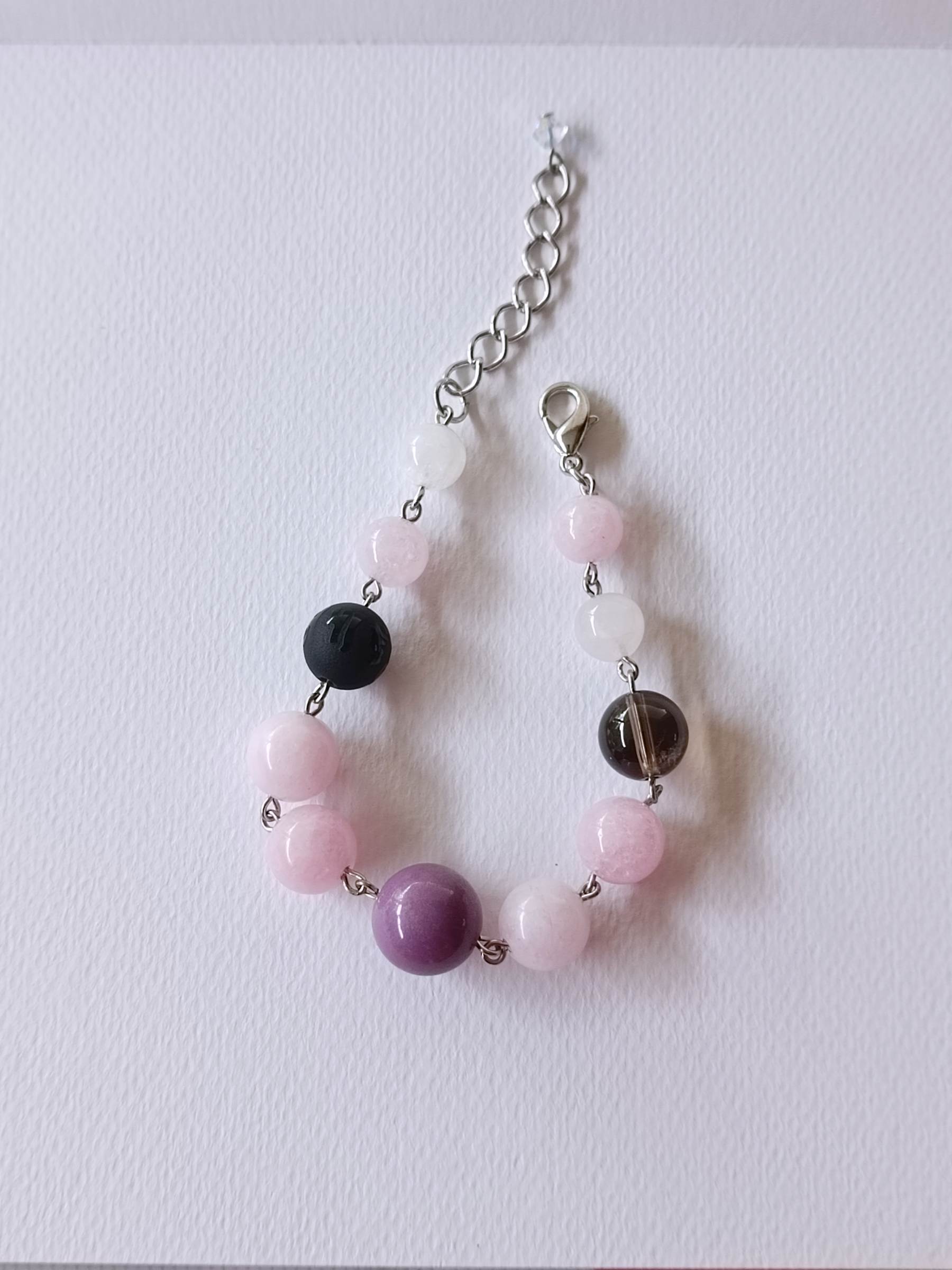 สร้อยข้อมือหินแท้ "Connected" Harmony Bracelet(Mica Quartz, Kunzite ,Smoky Quartz ,Rose Quartz)