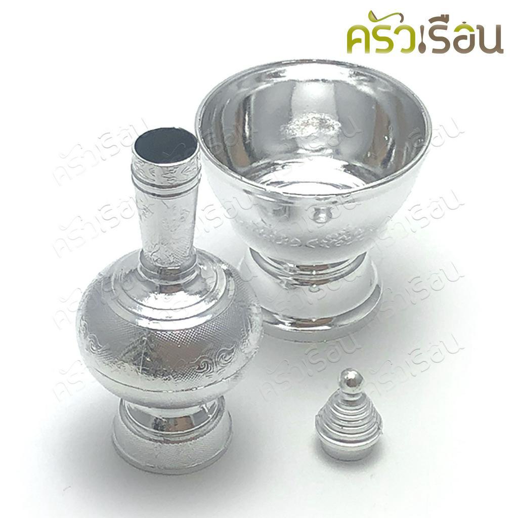 ตราบ้าน [ราคาต่อชุดสีเดียวกัน] ชุดที่กรวดน้ำ พลาสติก 10 ซม. (ขนาดถ้วยรอง) ลายเทพพนม มีให้เลือก 2 สี กรวดน้ำ ที่กรวดน้ำ