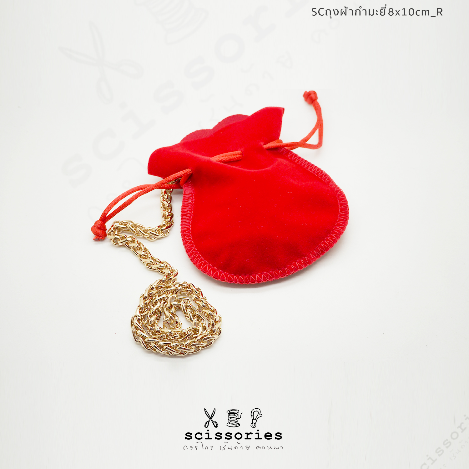 SC ถุงผ้ากํามะหยี่ สีแดง 8x10cm