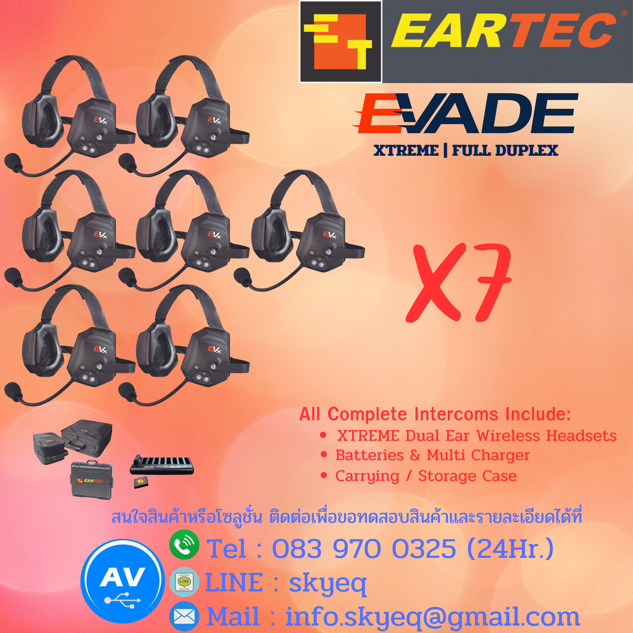 EARTEC Evade XTreme Wireless Headset System – EVxT7 Two Evade XTreme Headsets, Batteries, Charger, Case