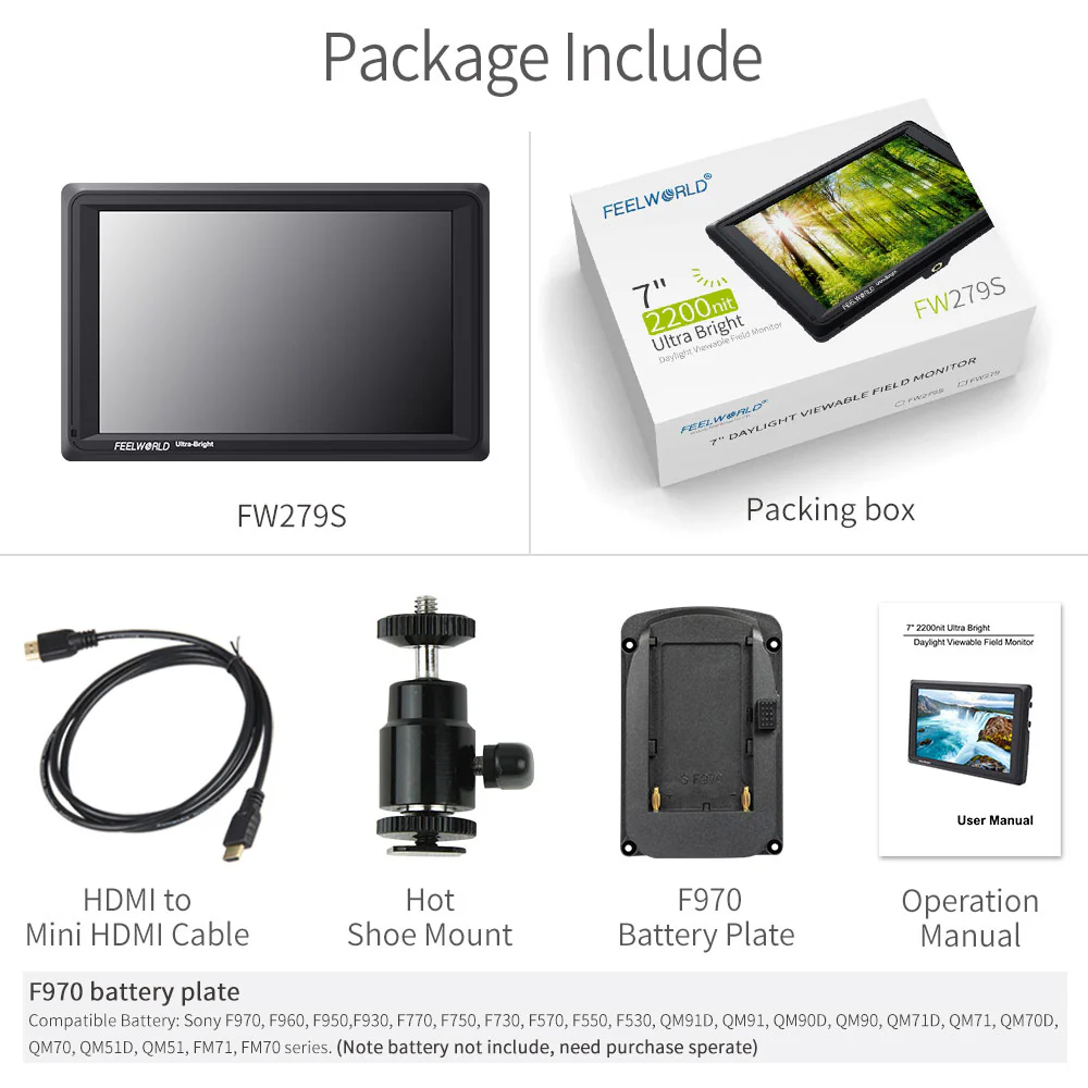 FEELWORLD FW279S: จอภาพ 7 นิ้ว Ultra Bright 2200nit สำหรับการตรวจสอบภาคสนามด้วย SDI และ 4K HDMI