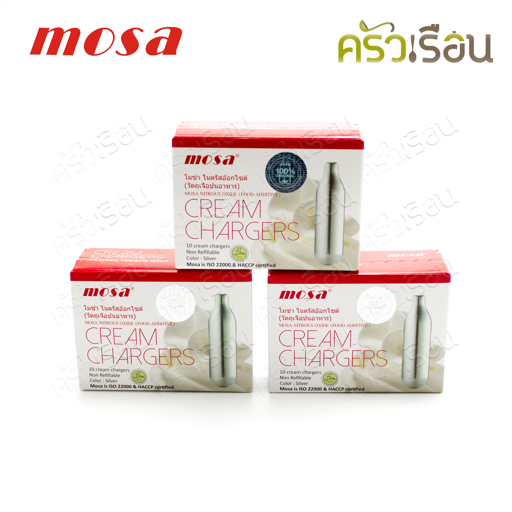Mosa แก๊สวิปปิ้งครีม 3 กล่อง [กล่องละ 10 หลอด x 3 กล่อง (N2O)]