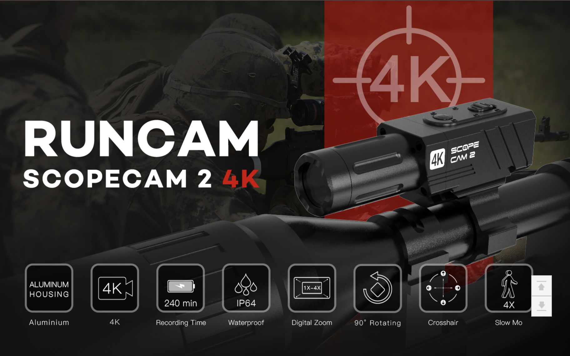 RunCam Scope Cam 2 4K กล้องบันทึกติดปืนอัดลด airsoft gun Sniper Rifles SMGs ชัด จับทุกความเคลื่อนไหว แม่นยำ wifi และ App